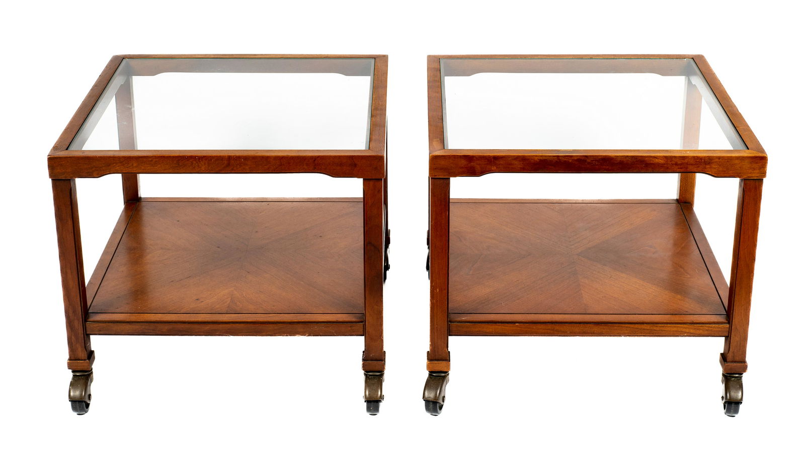 Pair of Drexel Low Square Rolling Tables. (1 of 4)