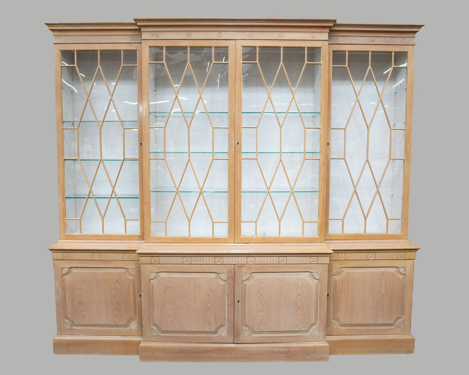 Large Baker Cerused Pine Breakfront. (1 of 1)