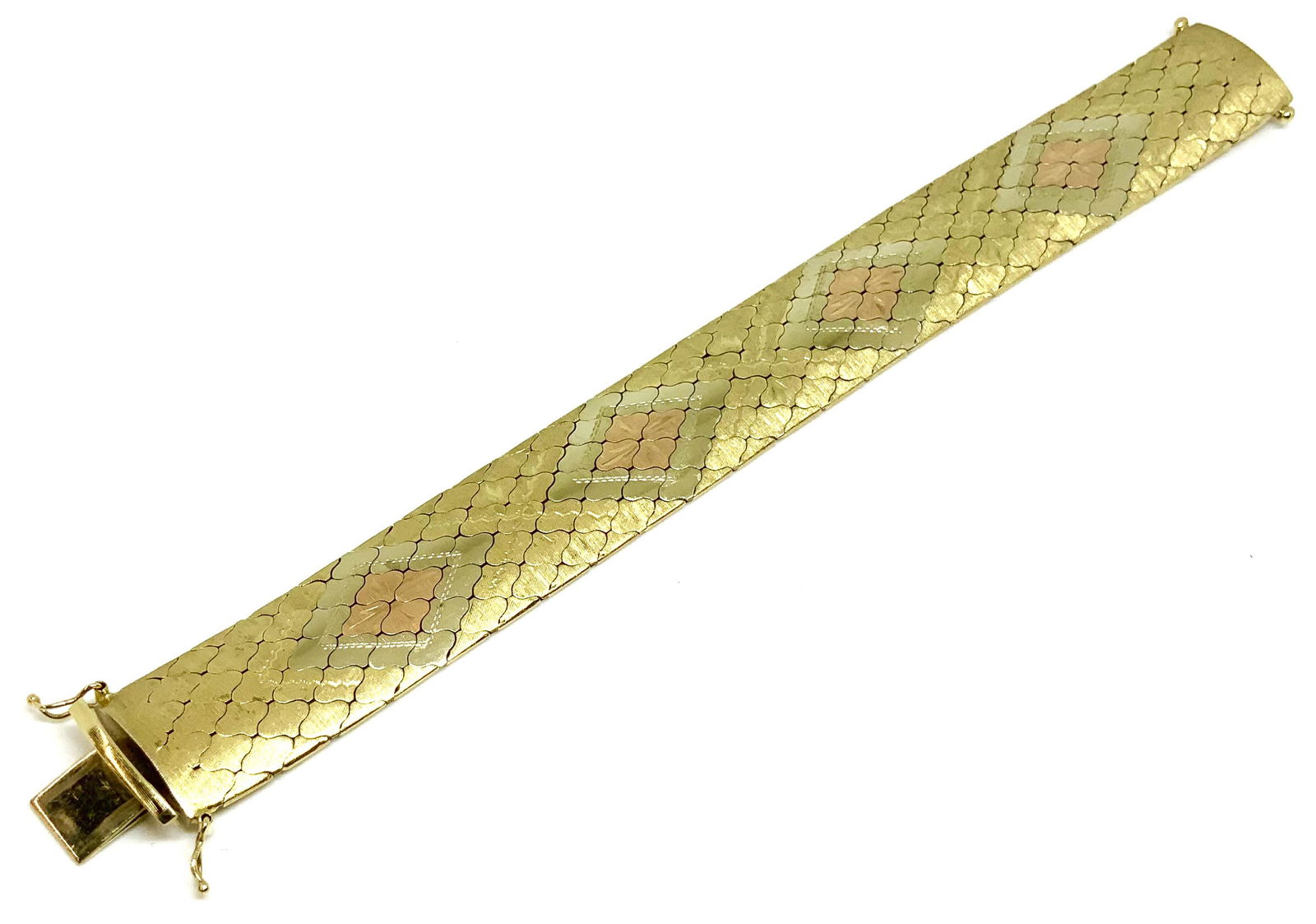 14K Tri-Color Large Gold Ladies' Bracelet. (1 of 3)
