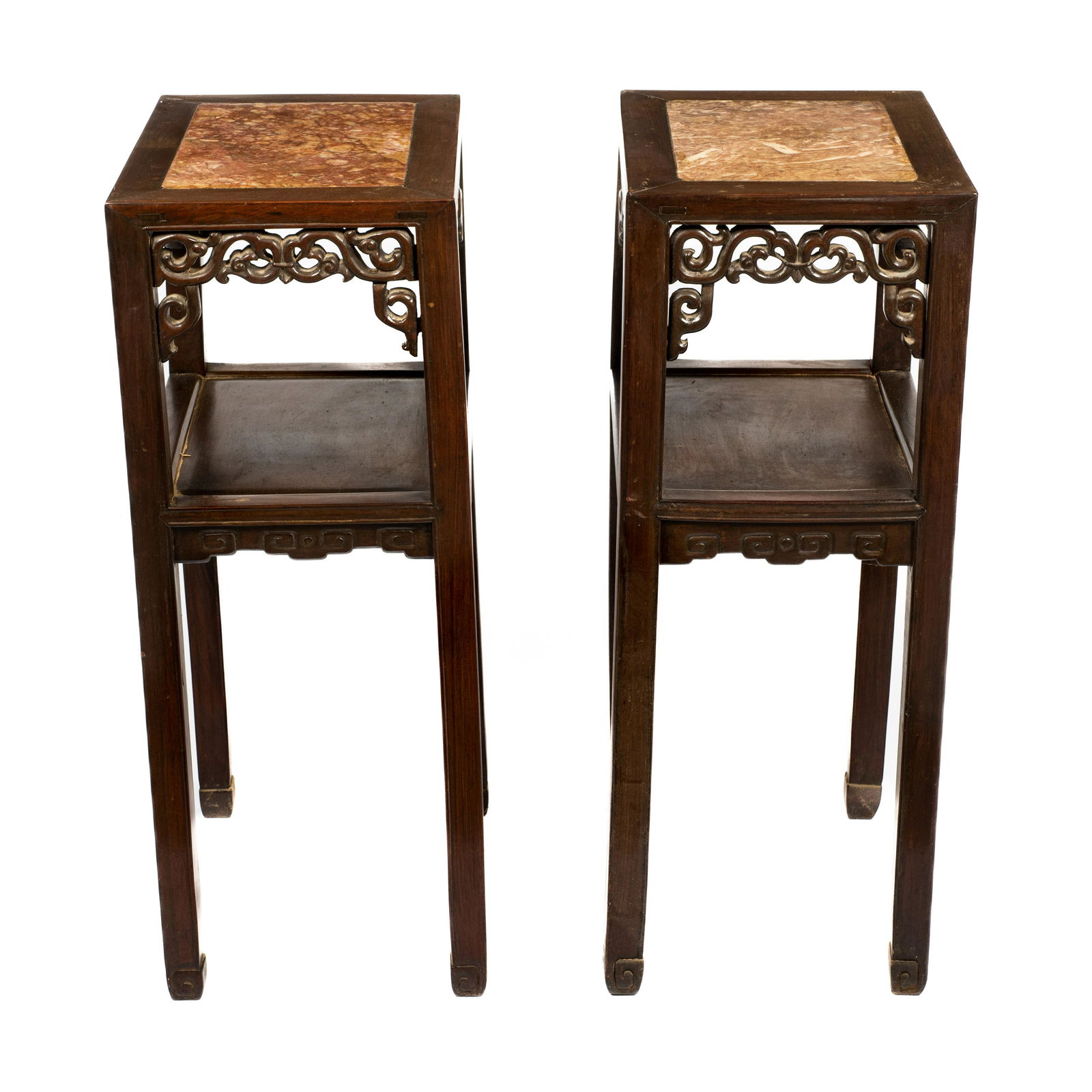 Pair of Antique Chinese Carved Marble-Top Tables. (1 of 2)