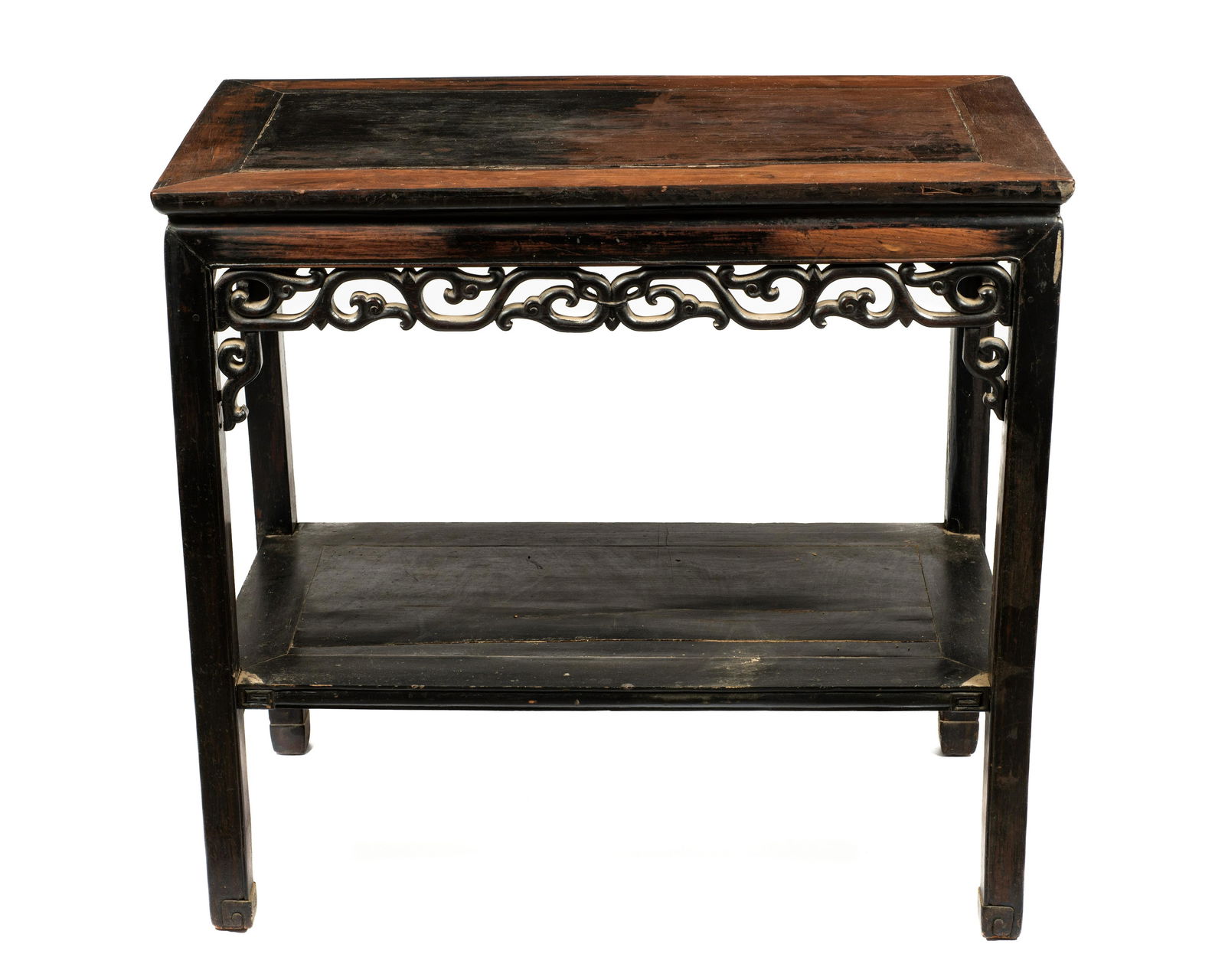 Antique Chinese Carved Temple Table w/Shelf. (1 of 2)