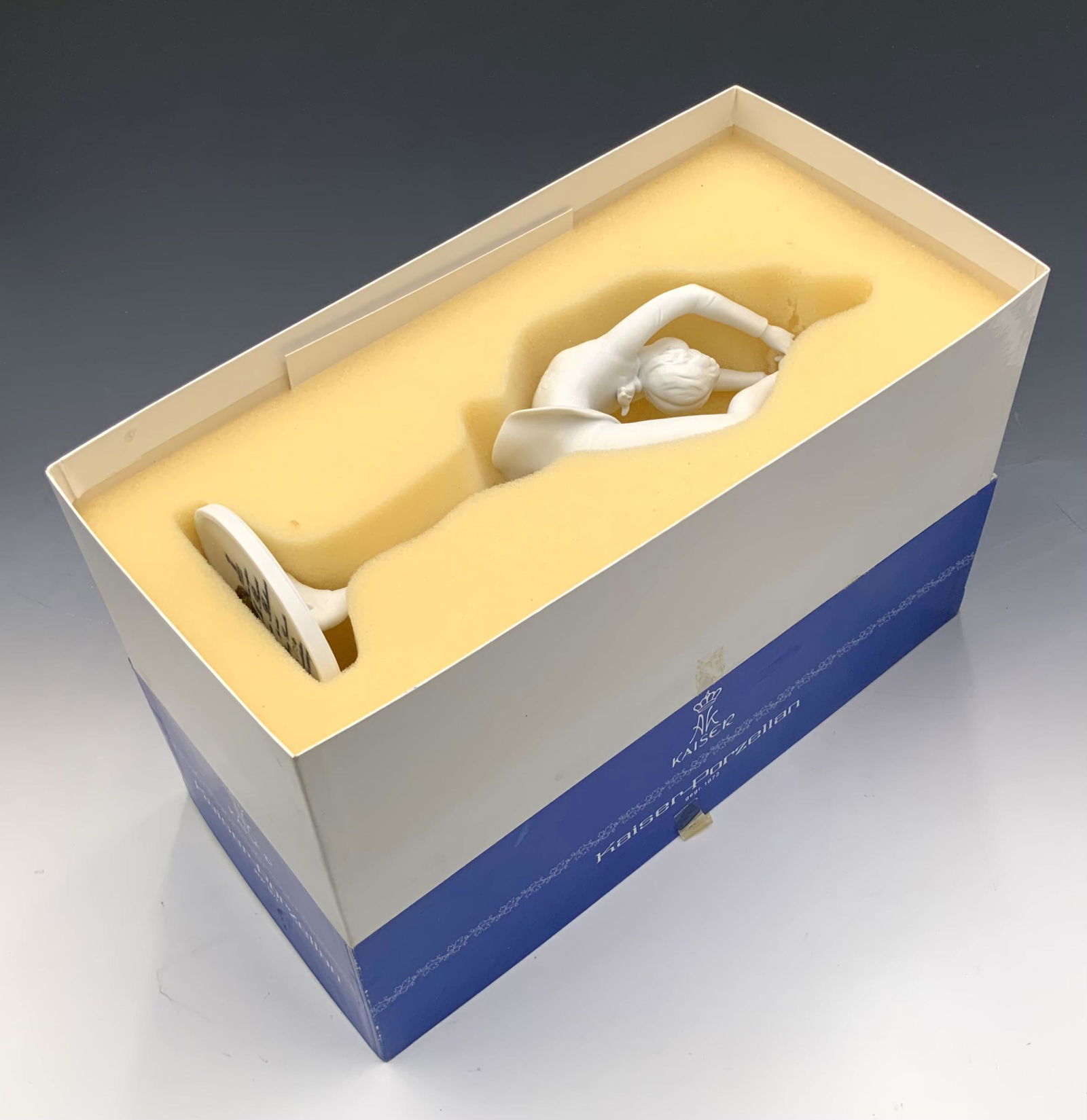 Kaiser White Bisque Ice Skater Figurine w/ Box. (1 of 5)