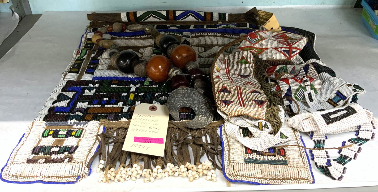 Lot: African Beadwork Items, Trade Bead Necklace. (1 of 4)