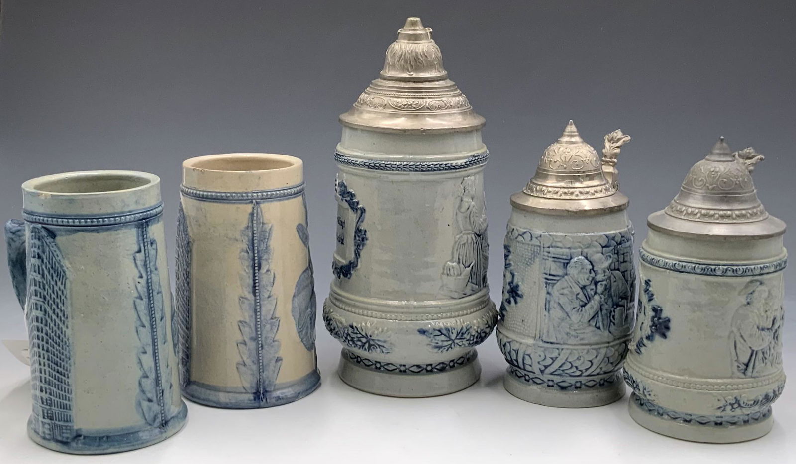 Lot of 5 American Stoneware Steins. (1 of 4)