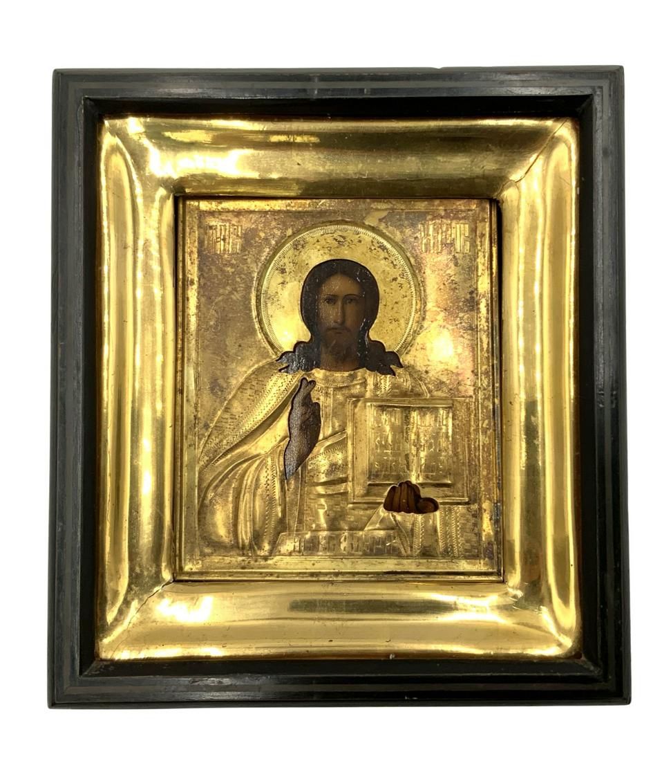 Antique Russian Christ Pantocrator Icon. (1 of 3)