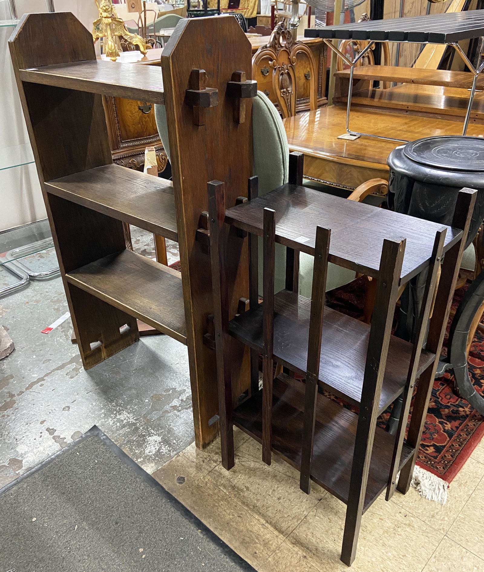 Lot of 2 Antique Mission-Style Oak Bookcases. (1 of 3)