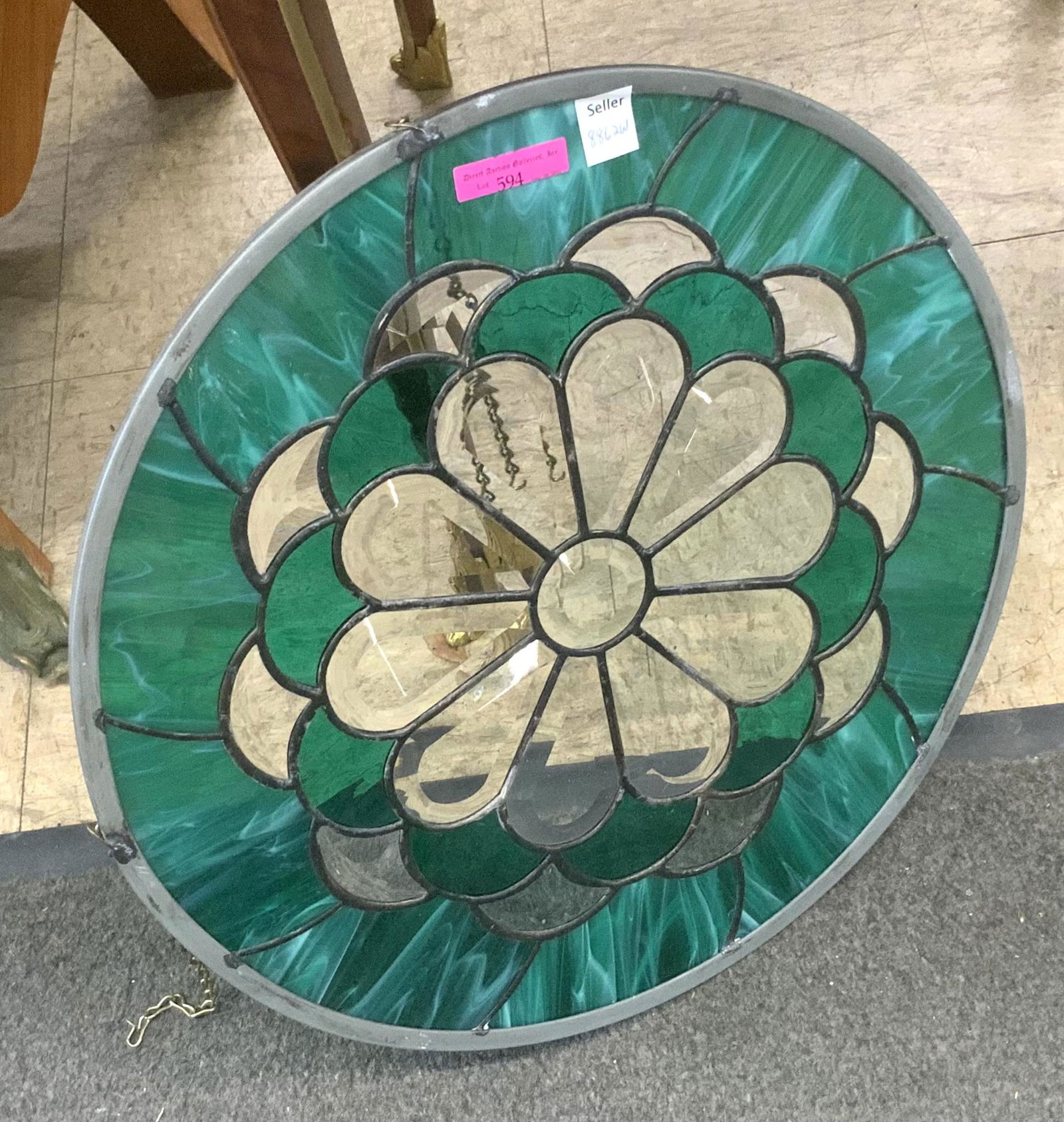 Small Round Bevelled Stained Glass Window. (1 of 1)