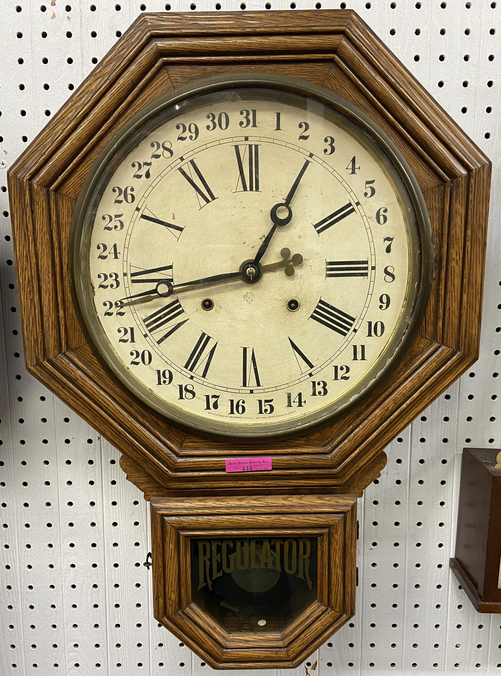 Antique Ansonia Oak Schoolhouse Clock. (1 of 1)