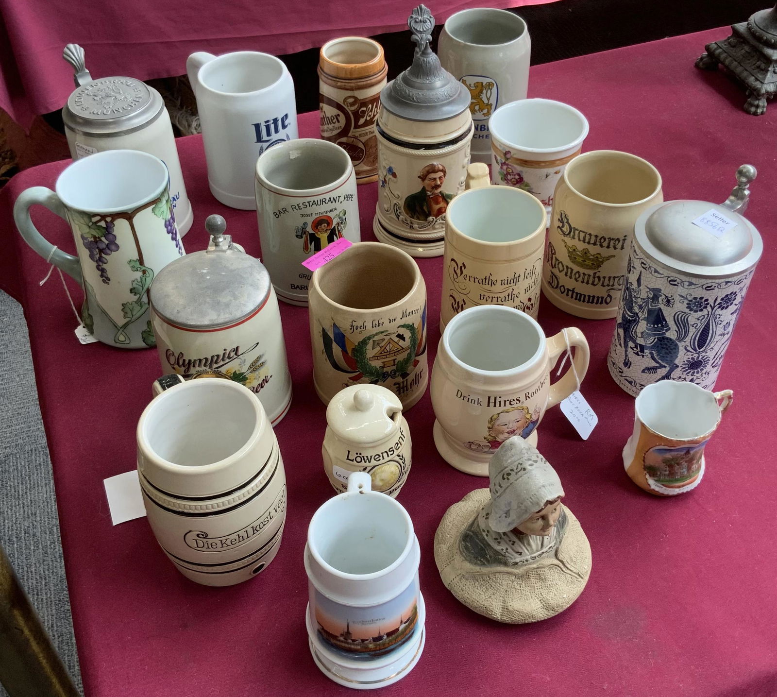 Lot: Beer Steins, Mugs, Condiment Jar, Lid, etc. (1 of 1)