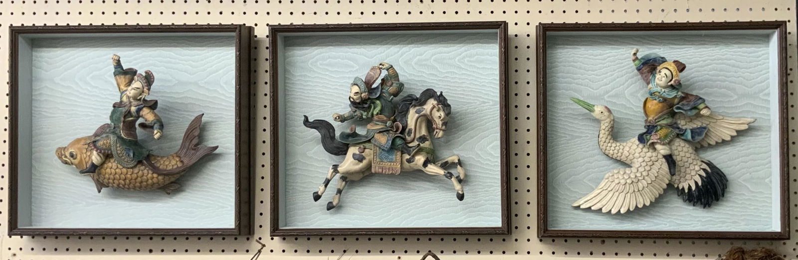 Set of 3 Chinese Roof Tile Ornamental Figures. (1 of 4)