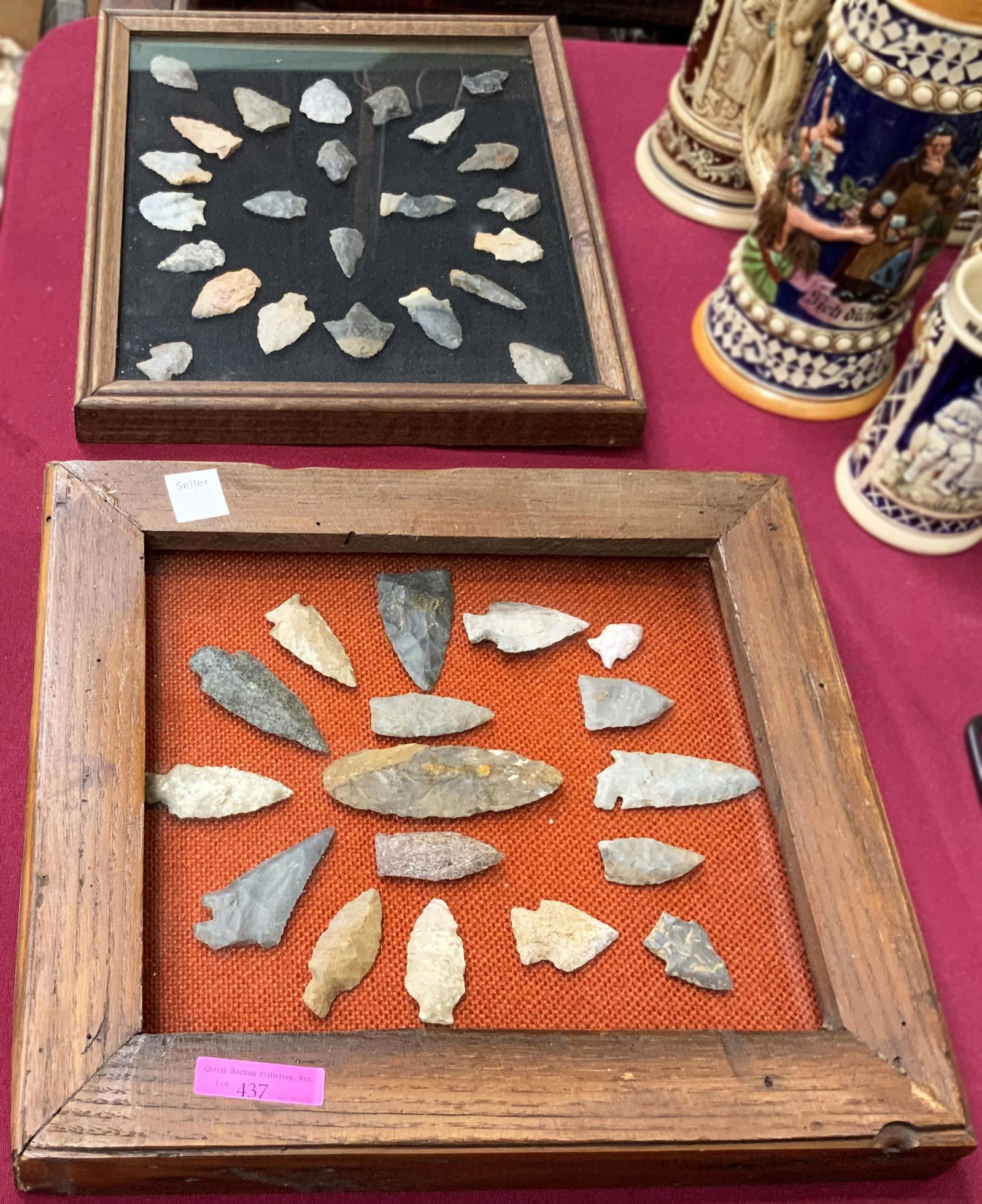 Lot of Arrowheads in Rustic Wood Picture Frames. (1 of 2)