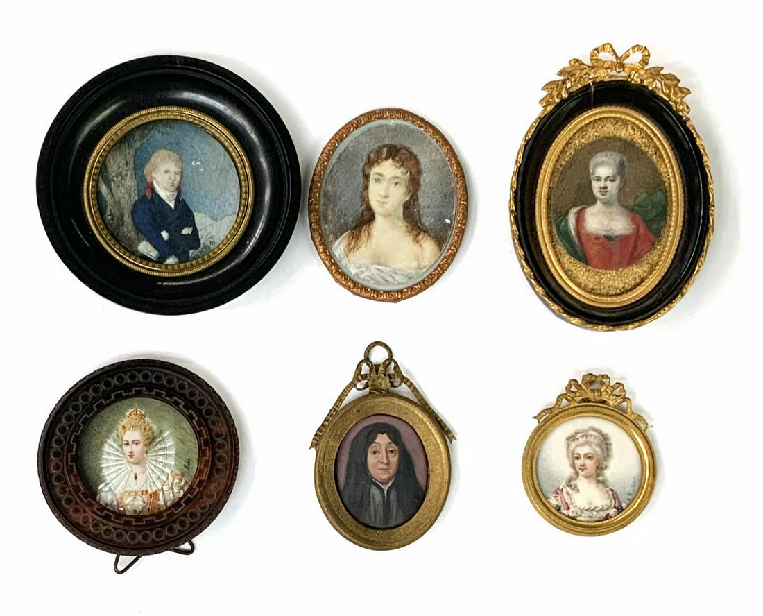 Lot of 6 Miniature Framed Portrait Paintings. (1 of 4)