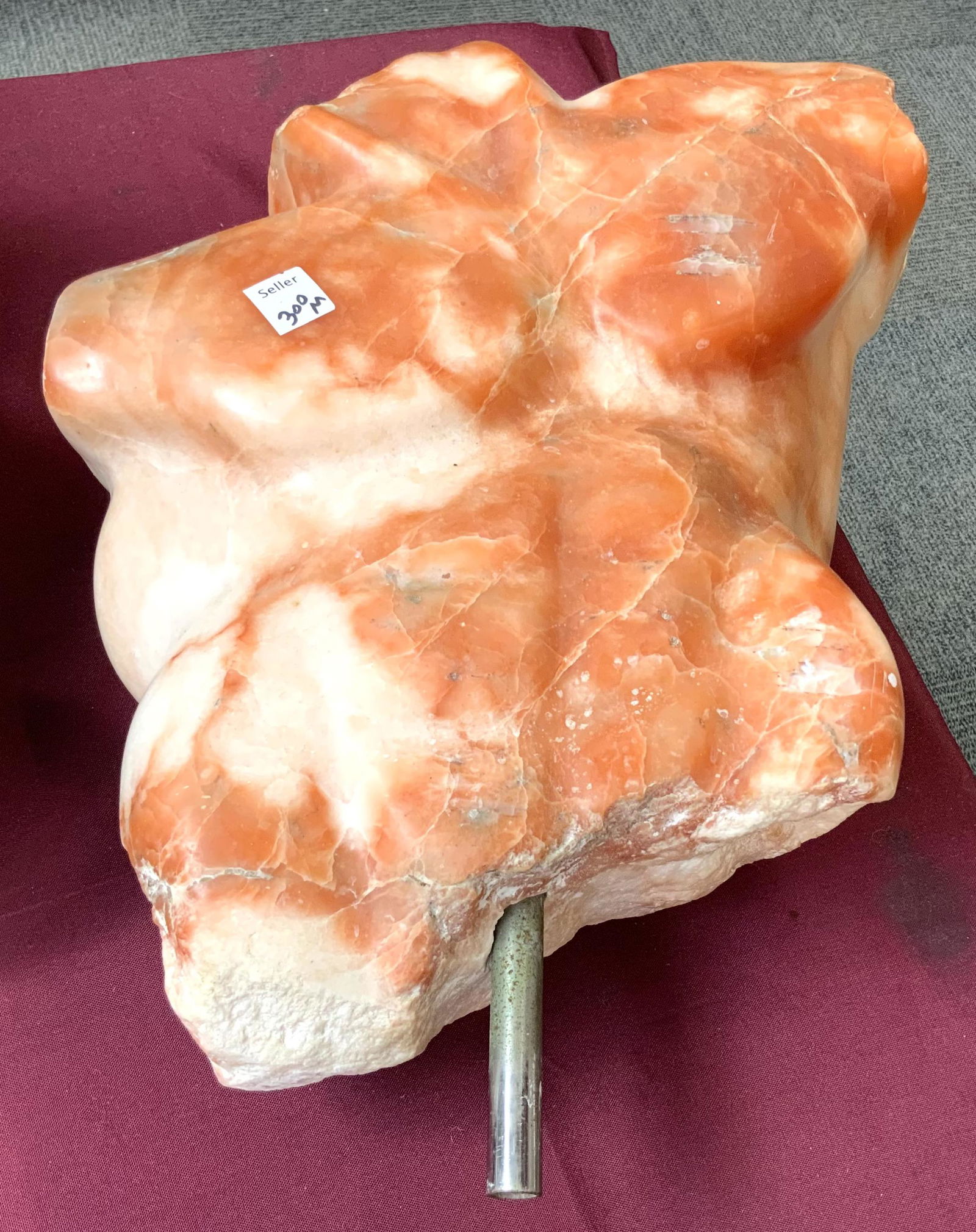 Orange and White Marble Sculpture of a Male Torso. (1 of 1)