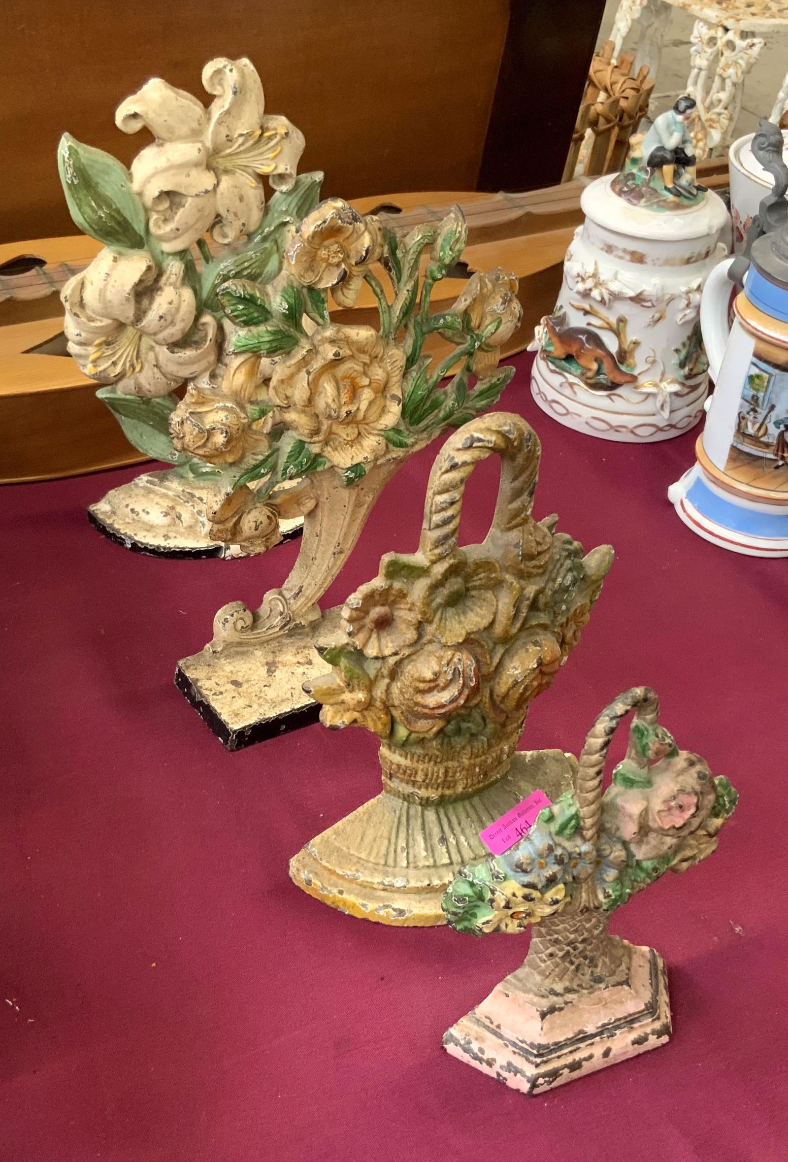 Lot of 4 Flower-Themed Cast Iron Doorstops. (1 of 2)