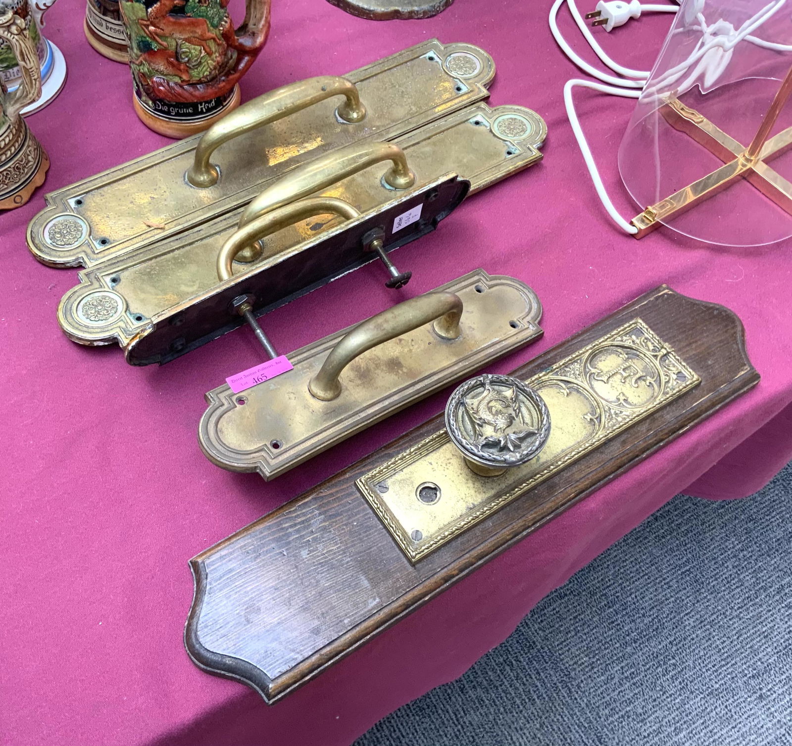 Lot of 5 Antique Brass Door Handles. (1 of 1)