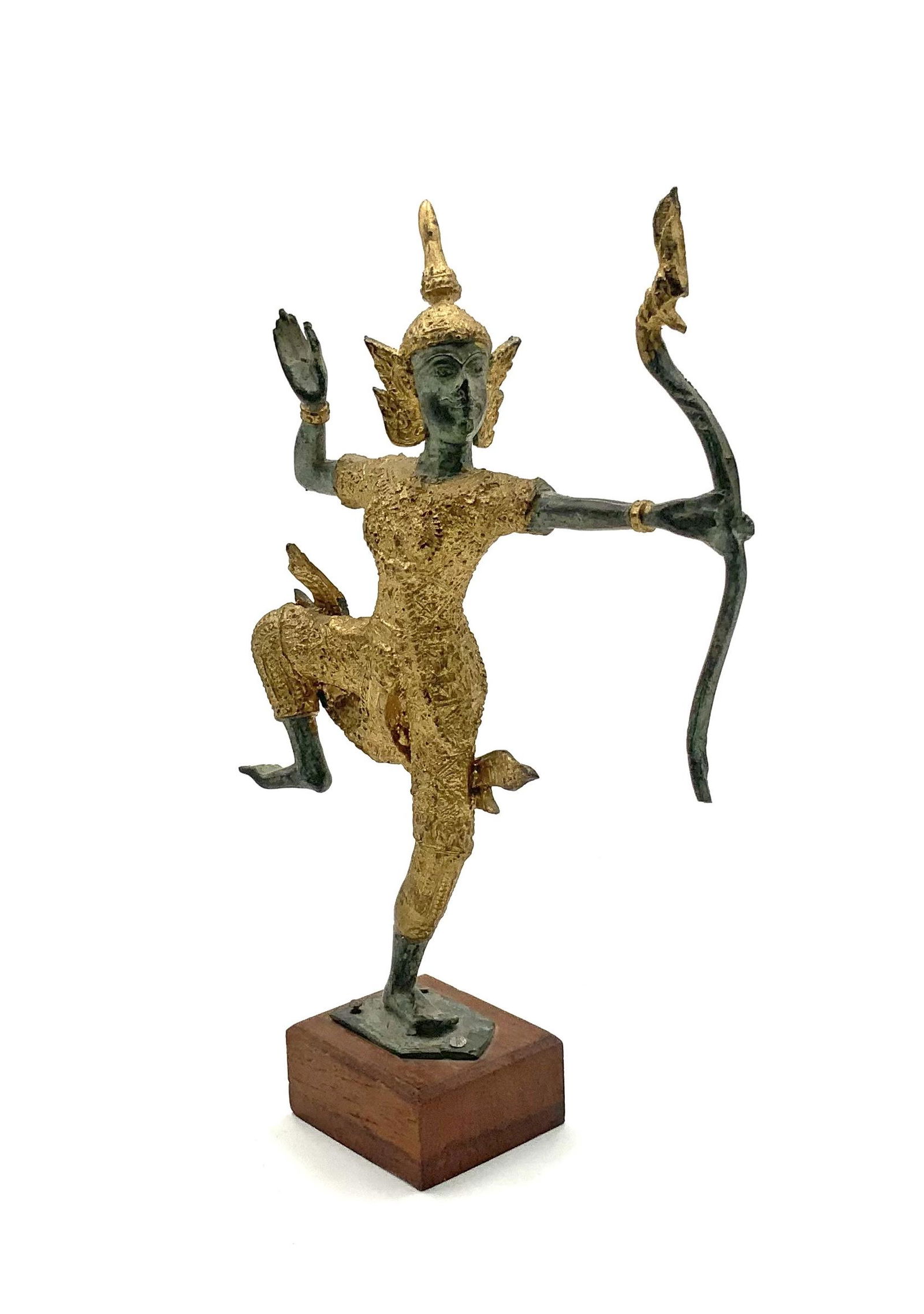 11" Gilded Bronze Statue of Prince Rama w/ Bow. (1 of 3)