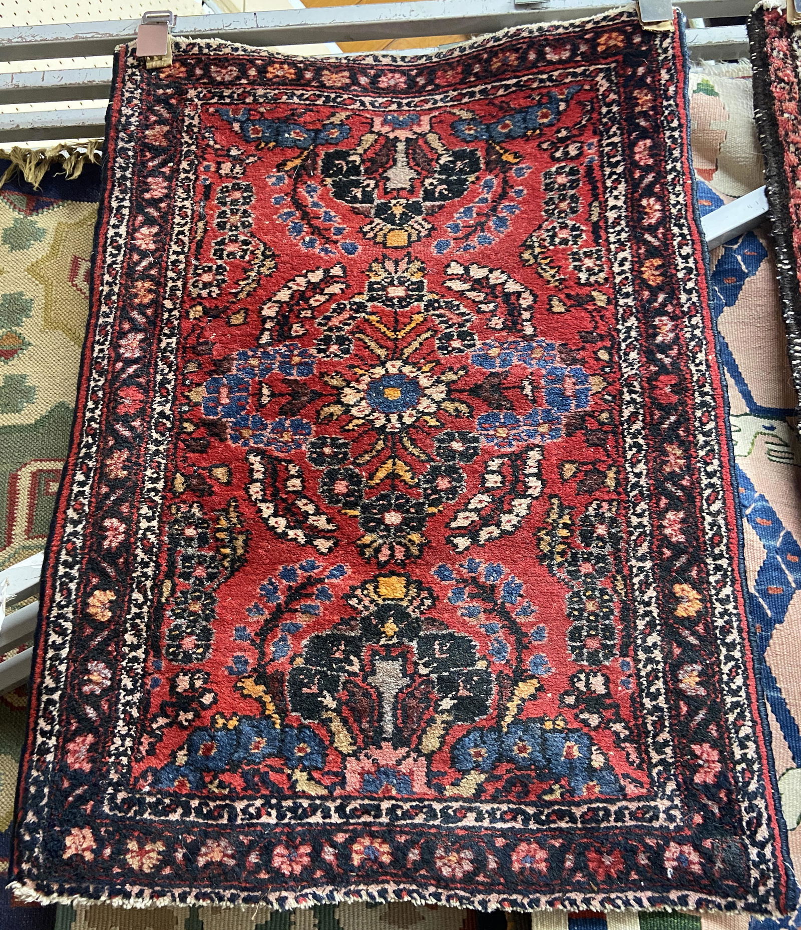 2' 8" by 2' 1" Small Dark Red Sarouk Rug. (1 of 1)
