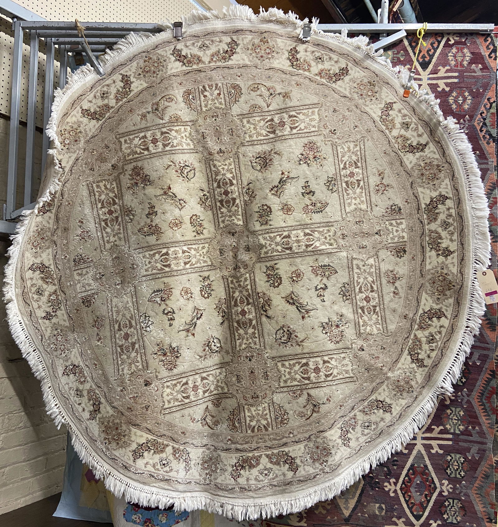 Large Round Wool and Silk Chinese Oriental Rug. (1 of 1)