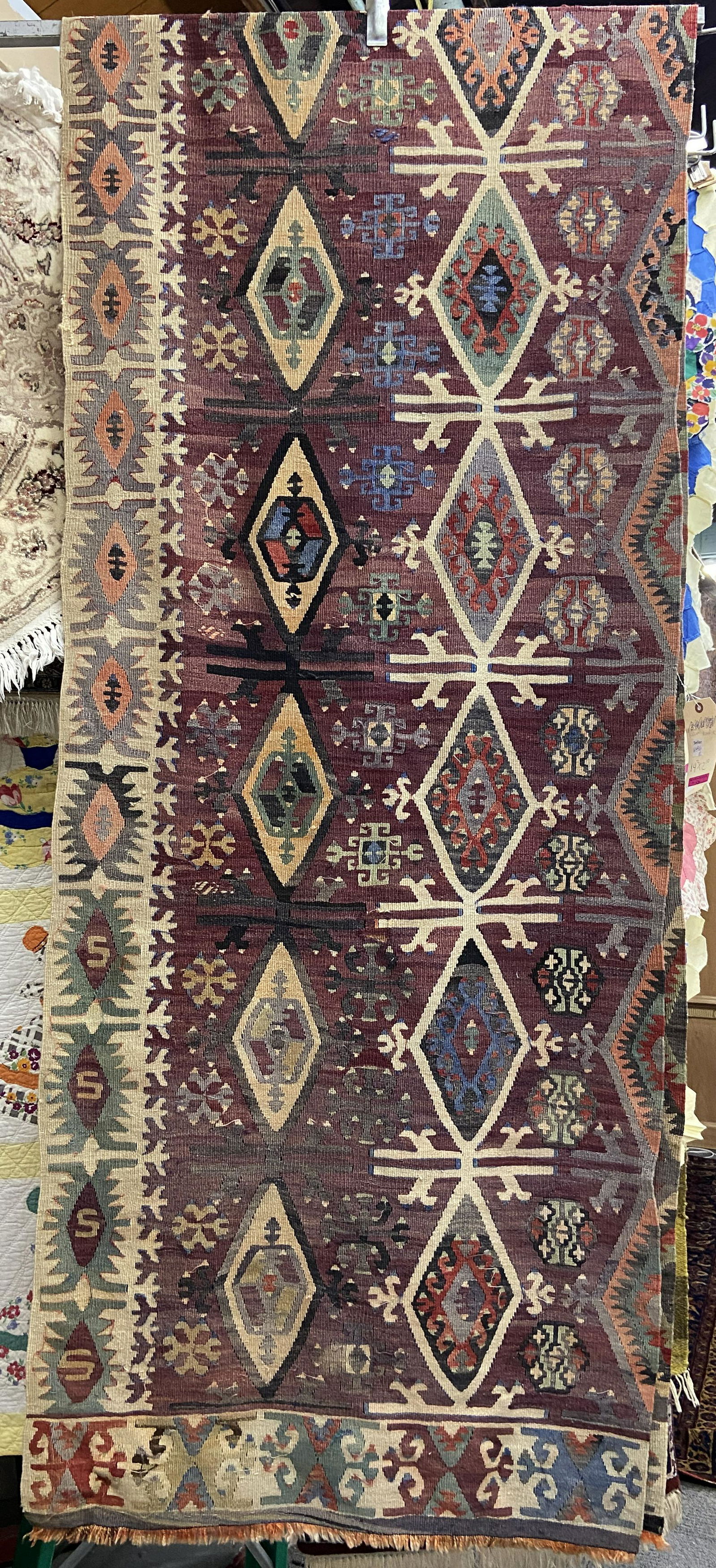 14' 2" by 2' 10" Flat Weave Kelim Oriental Rug (1 of 1)