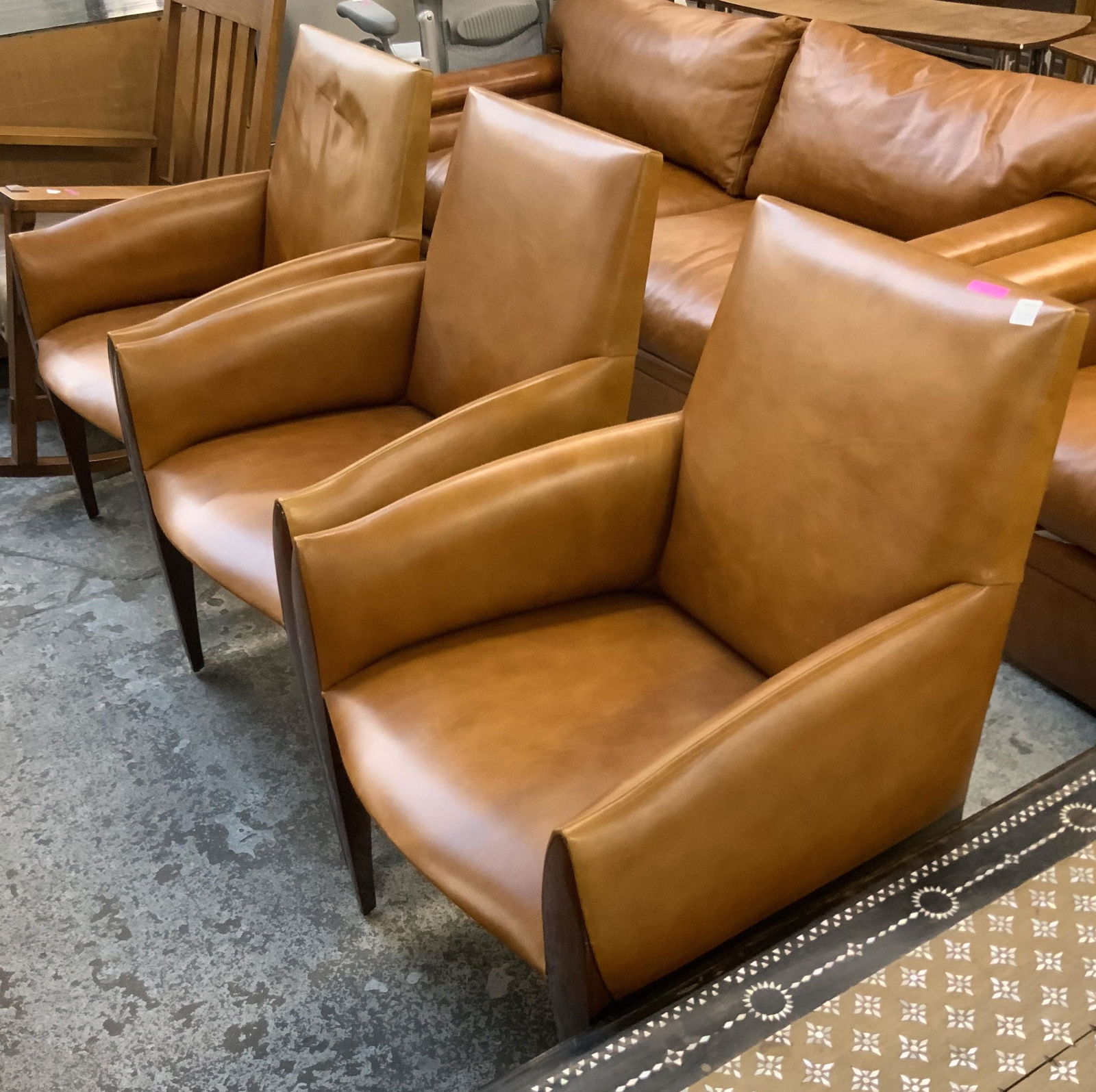 Lot of 3 Modern Style Leather Side Chairs. (1 of 1)