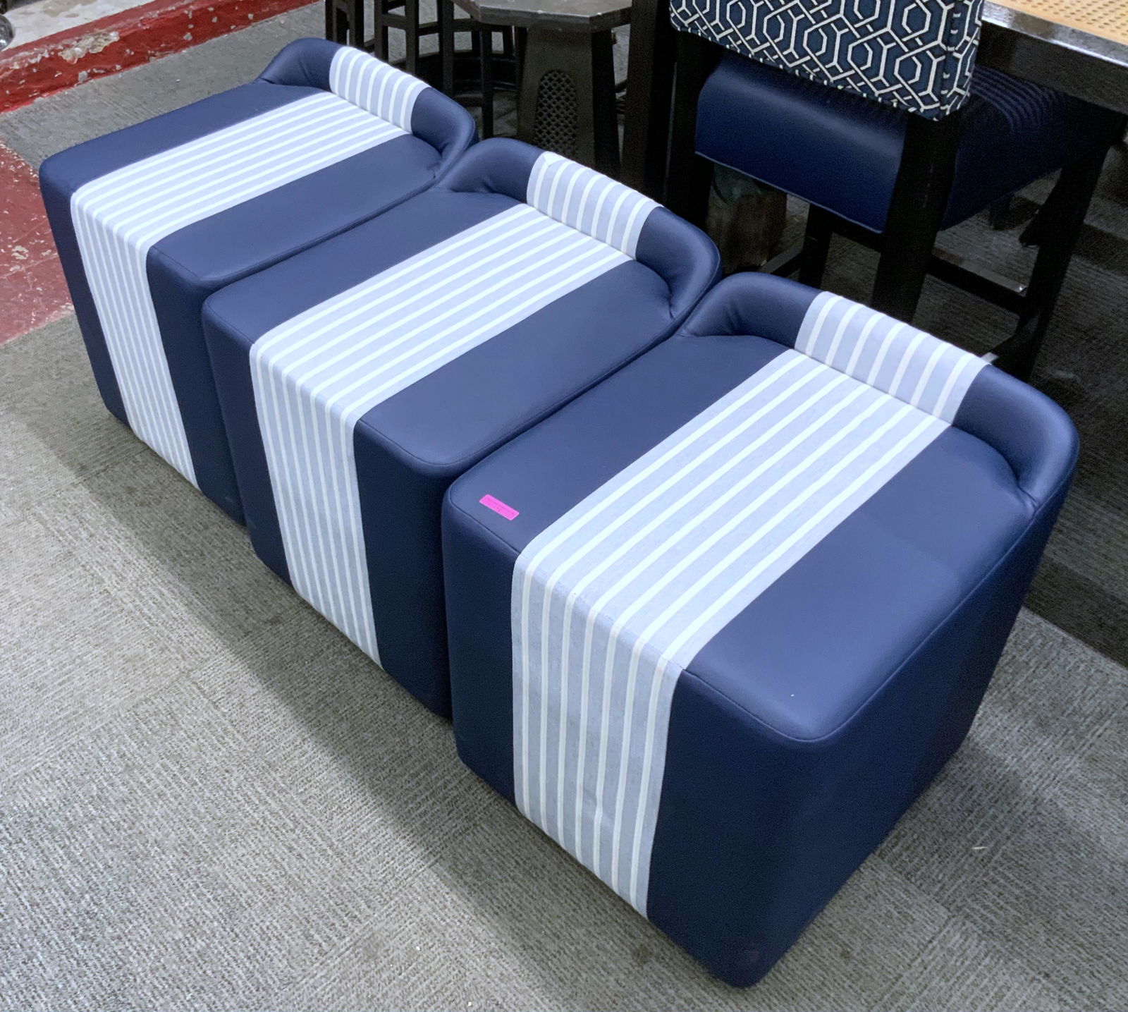 Lot of 3 Matching Modern Hassock Footstool Chairs. (1 of 1)
