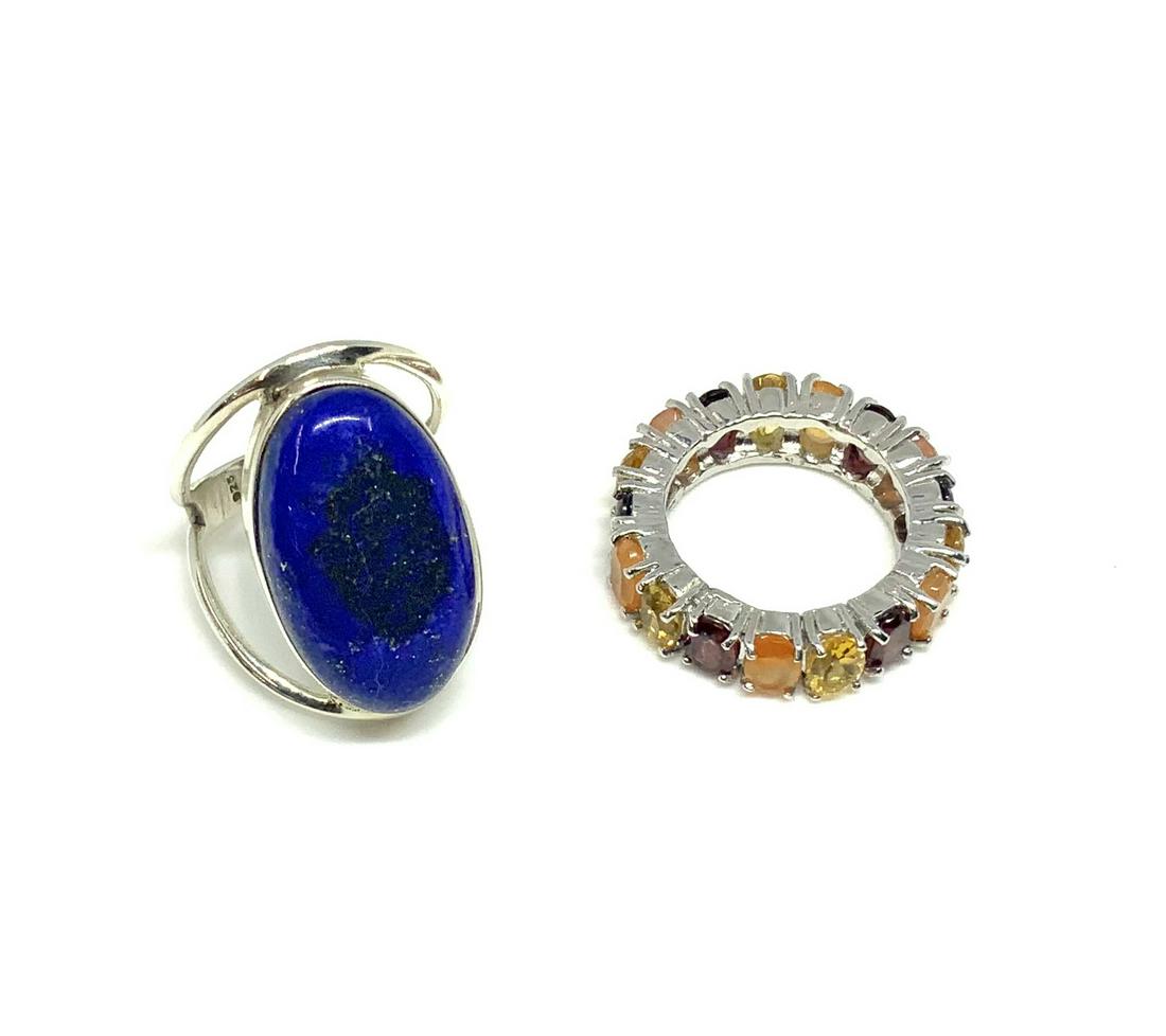 Lot: Sterling Lapis Ring & Sterling Gemstone Ring. (1 of 2)