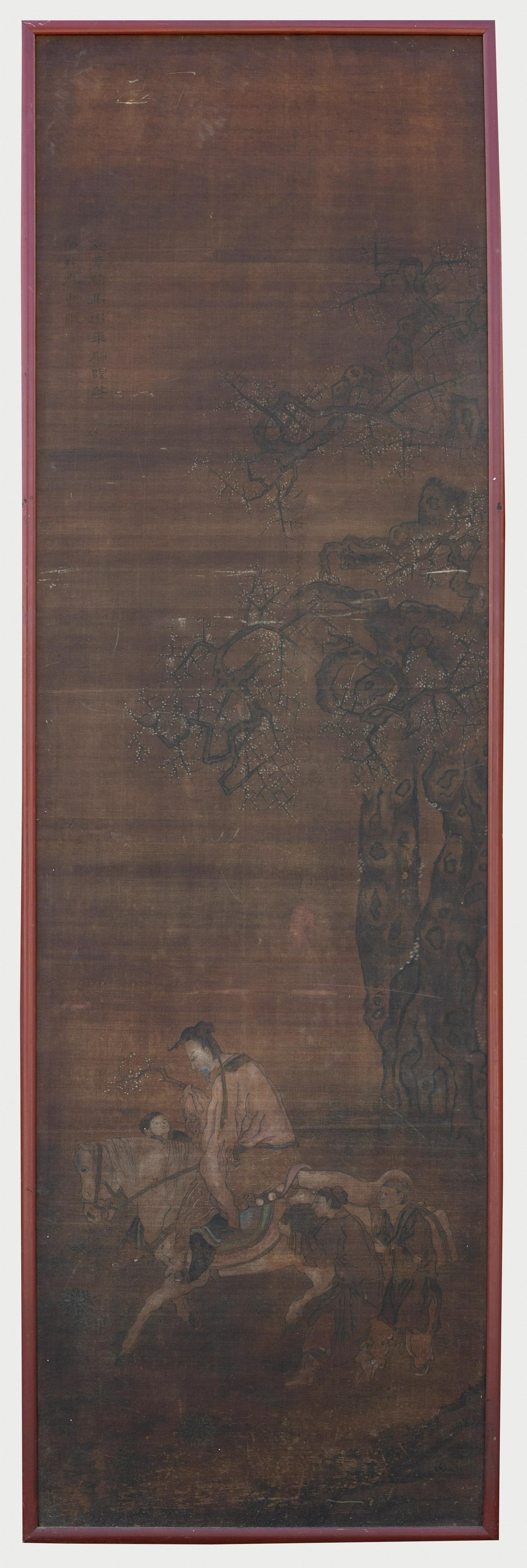 Extremely Tall Antique Asian Painted Panel. (1 of 4)