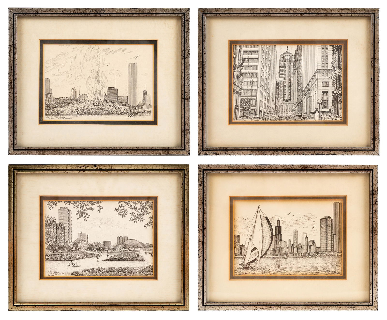 Lot: 4 Limited Edition Chicago Etchings by Diana. (1 of 11)
