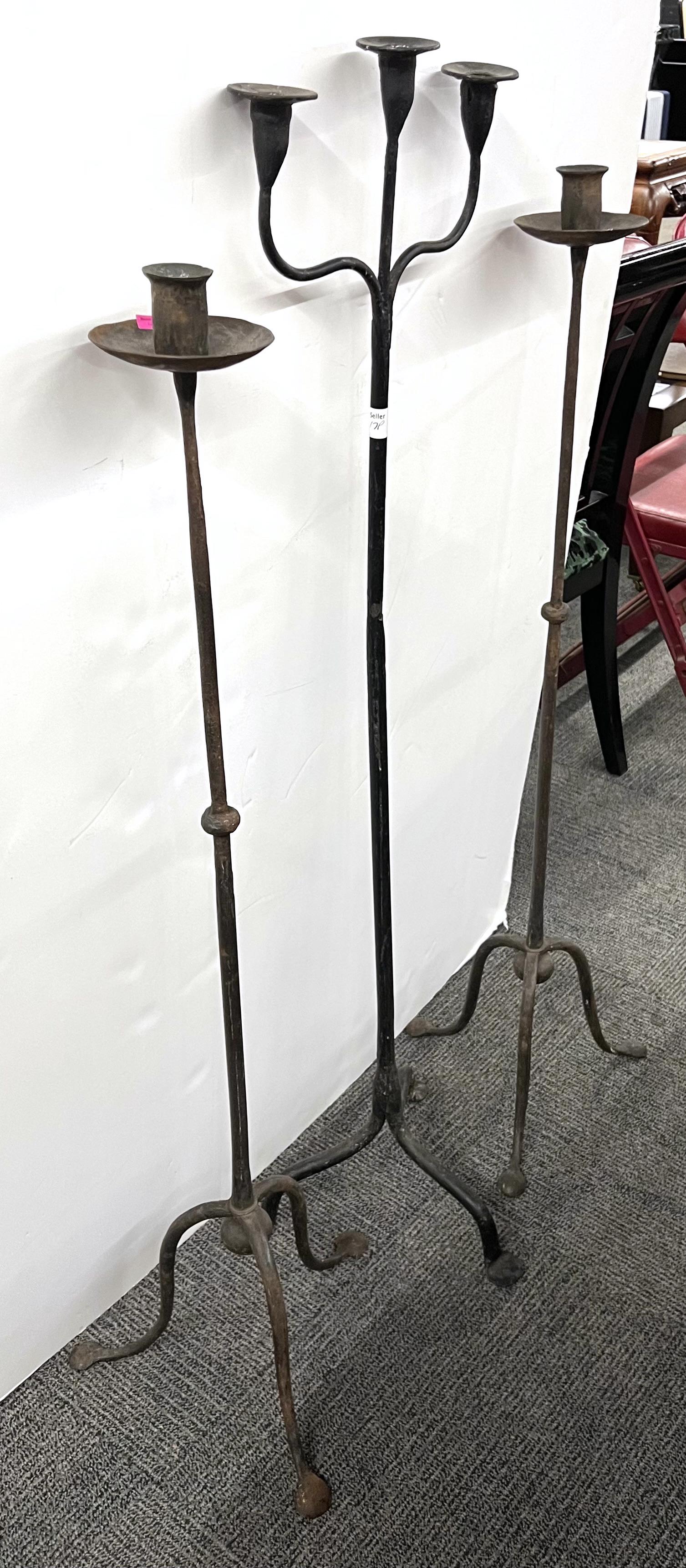 Lot of 3 Arts & Crafts Wrought Iron Candleholders. (1 of 1)