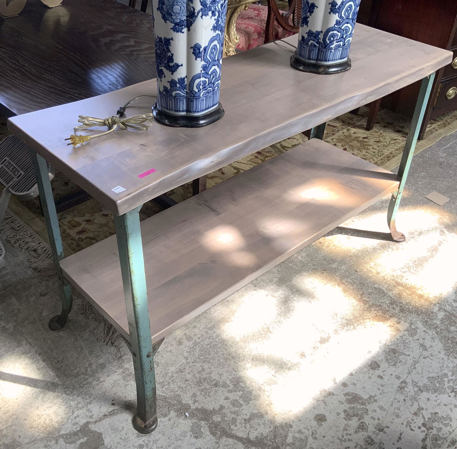 Long Repurposed Industrial-Style Sofa Side Table. (1 of 1)