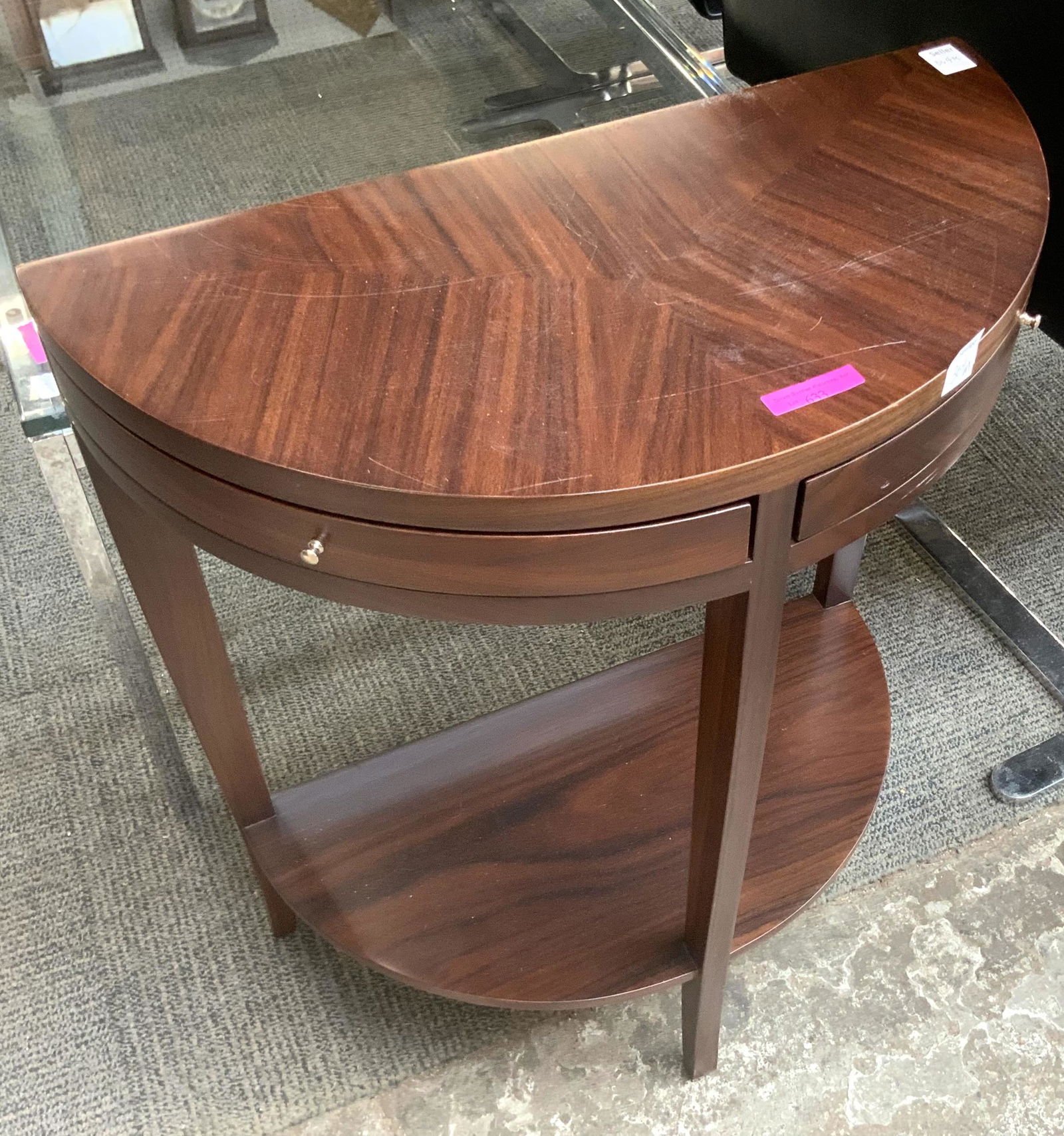 Small Dark Wood Half-Table. (1 of 1)