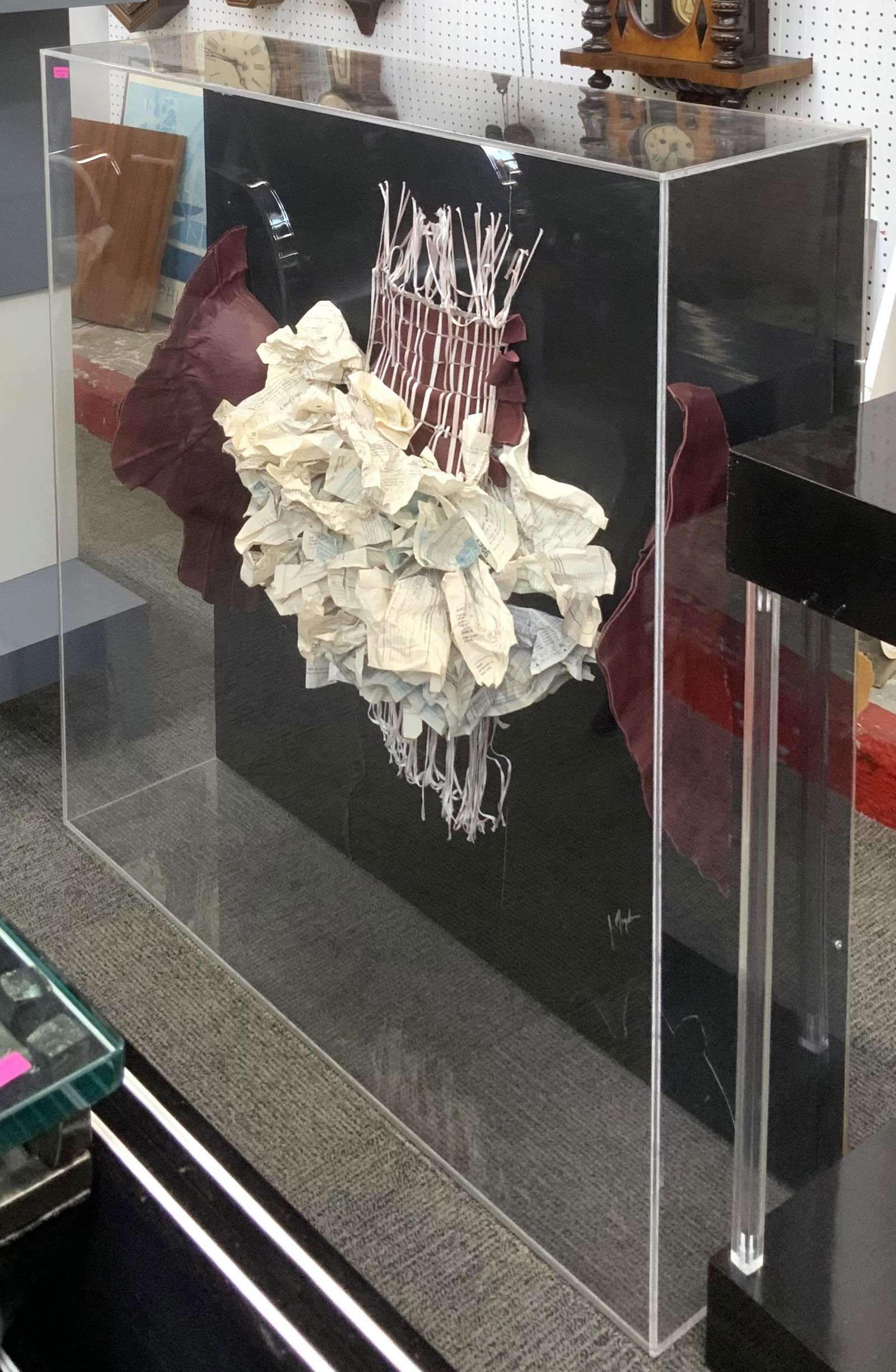 Large Cased Leather and Paper Art Piece. (1 of 2)