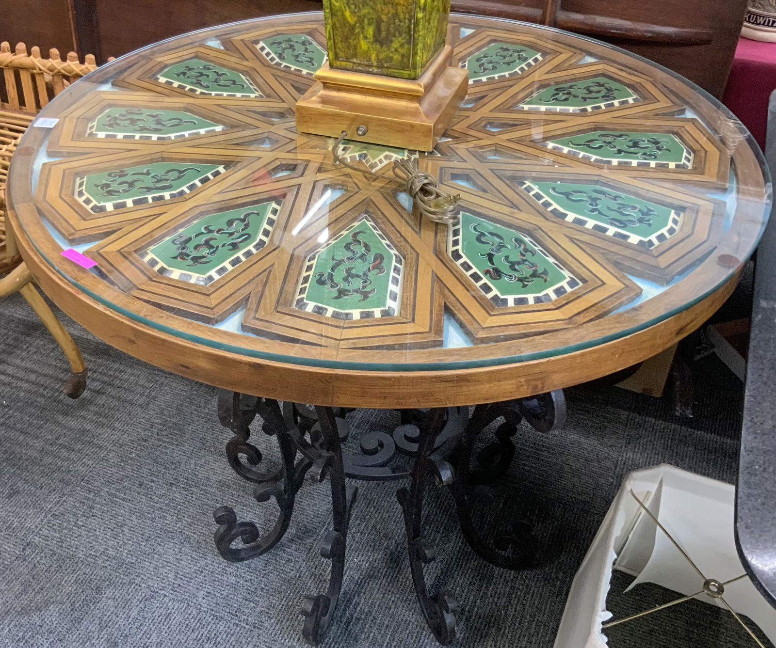 Mediterranean-Style High Table w/Wrought Iron Base (1 of 1)