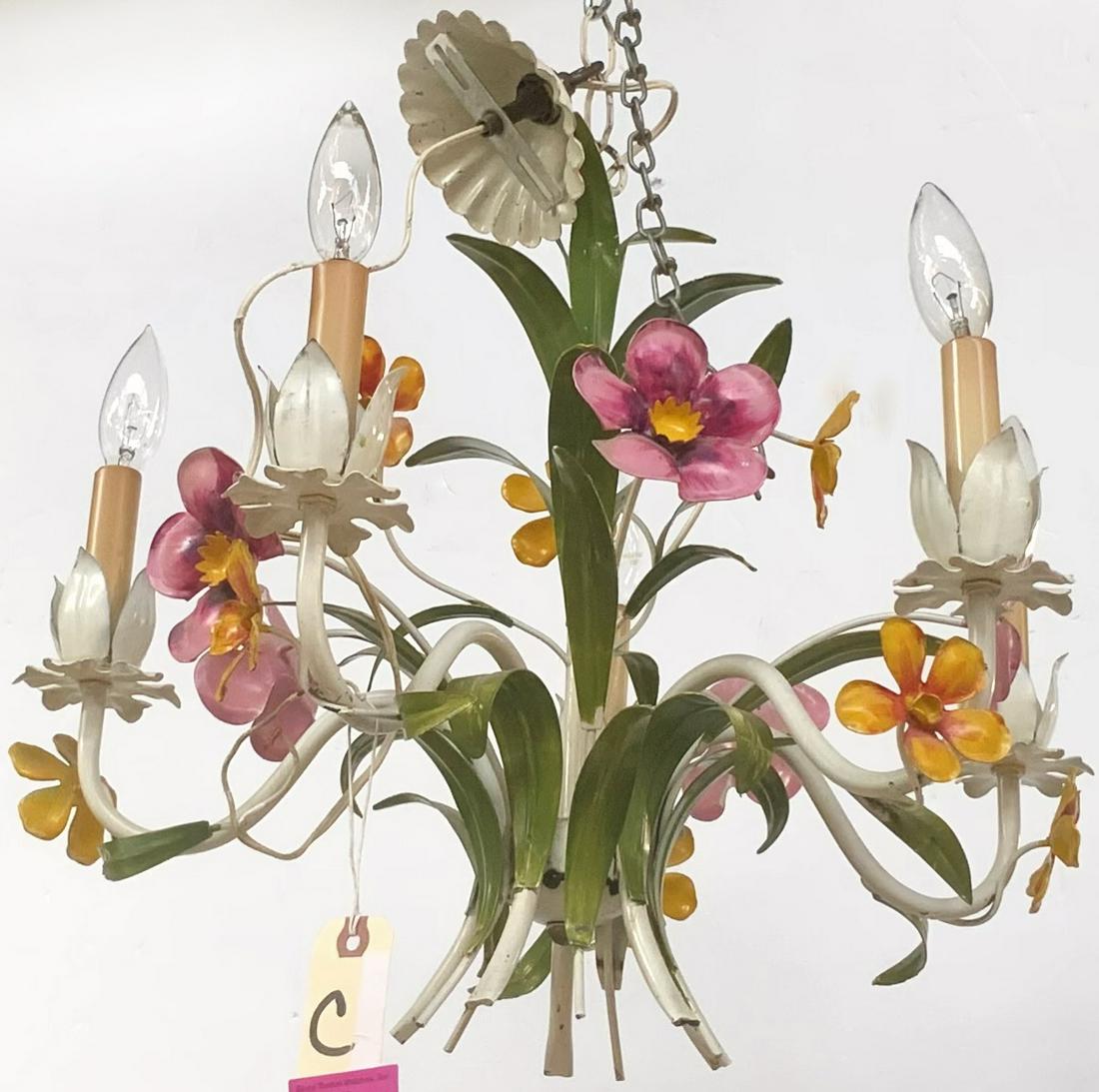 Multi-Colored Floral Hanging Light Fixture. (1 of 1)