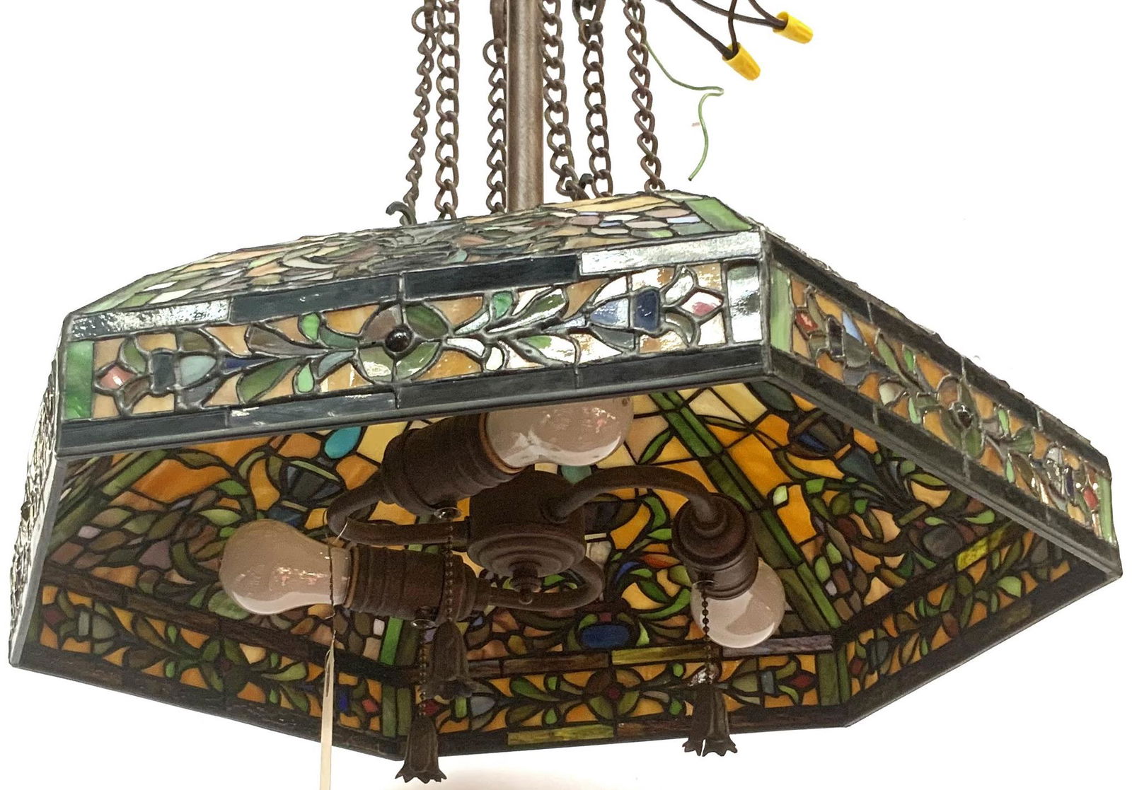3-Light Stained Glass Hanging Light Fixture. (1 of 1)