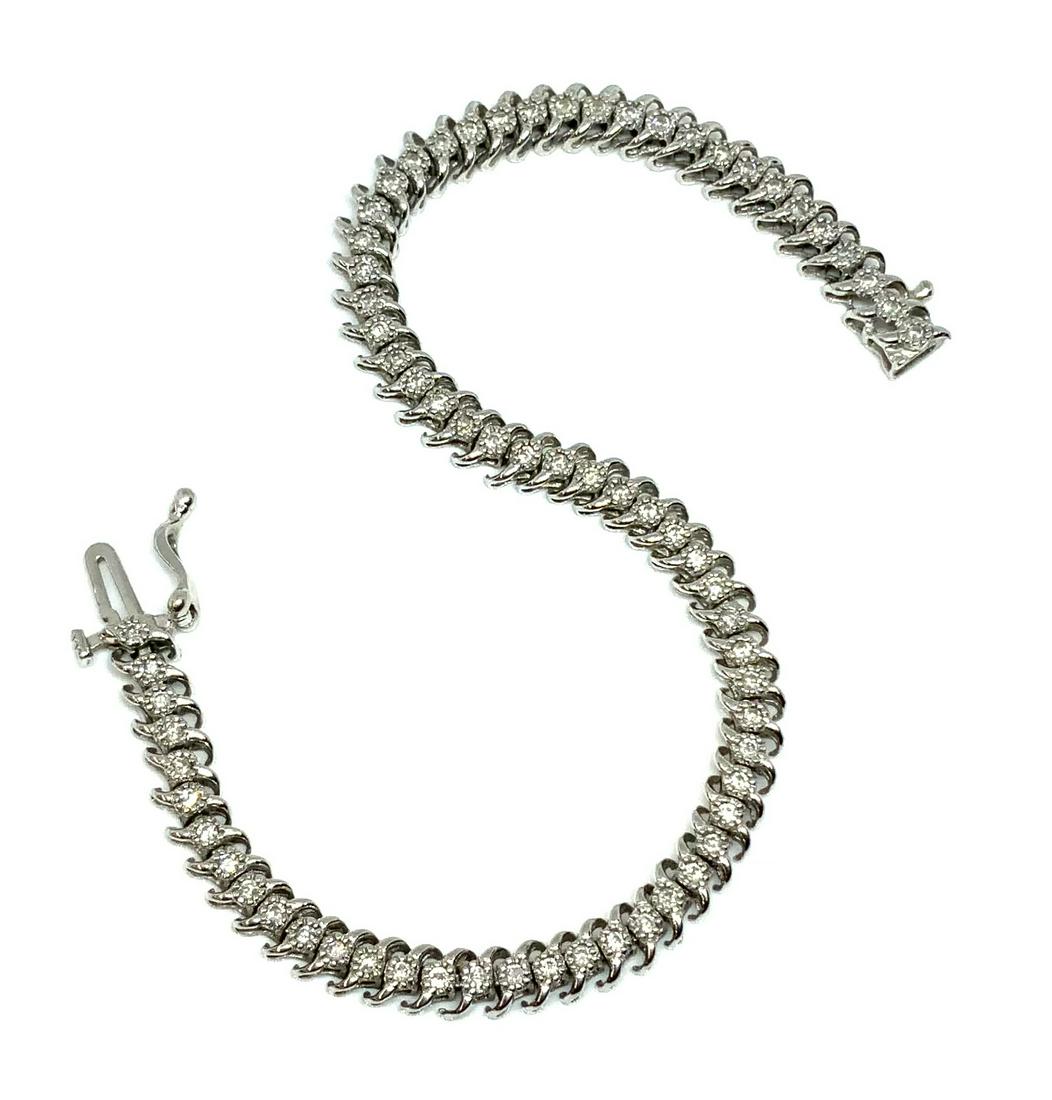 10K White Gold Diamond Tennis Bracelet. (1 of 2)