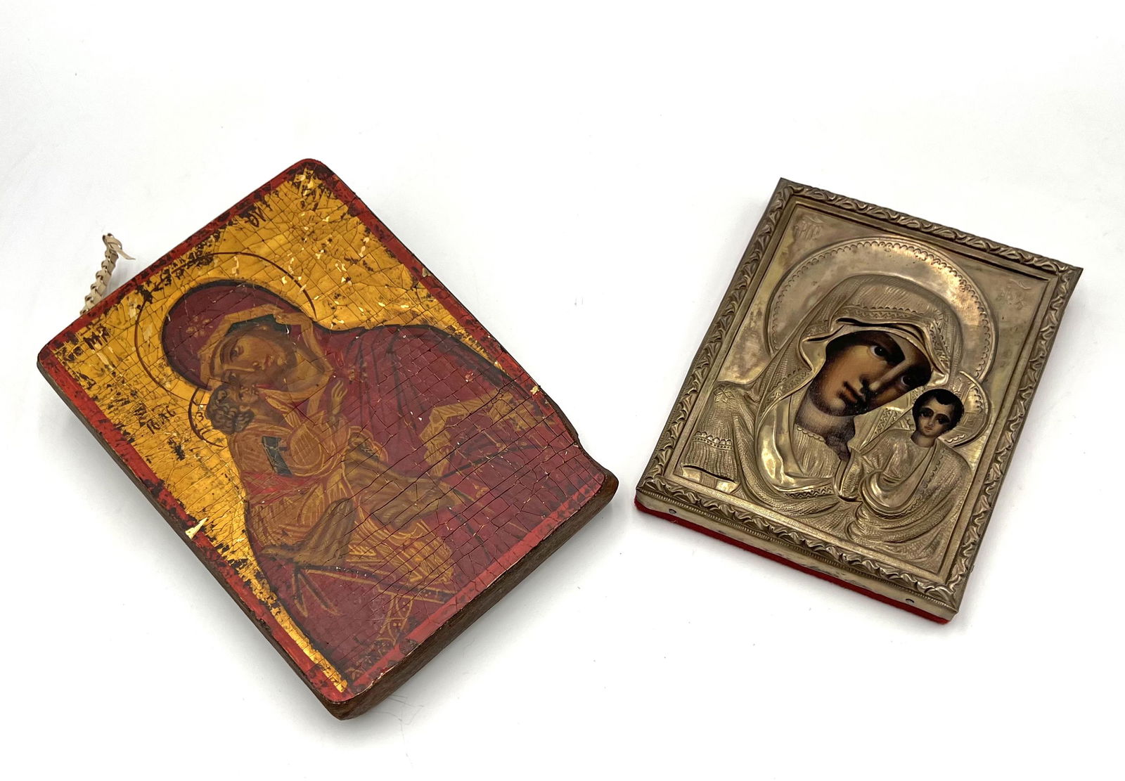 Lot of 2 Icons, Madonna & Child. (1 of 3)