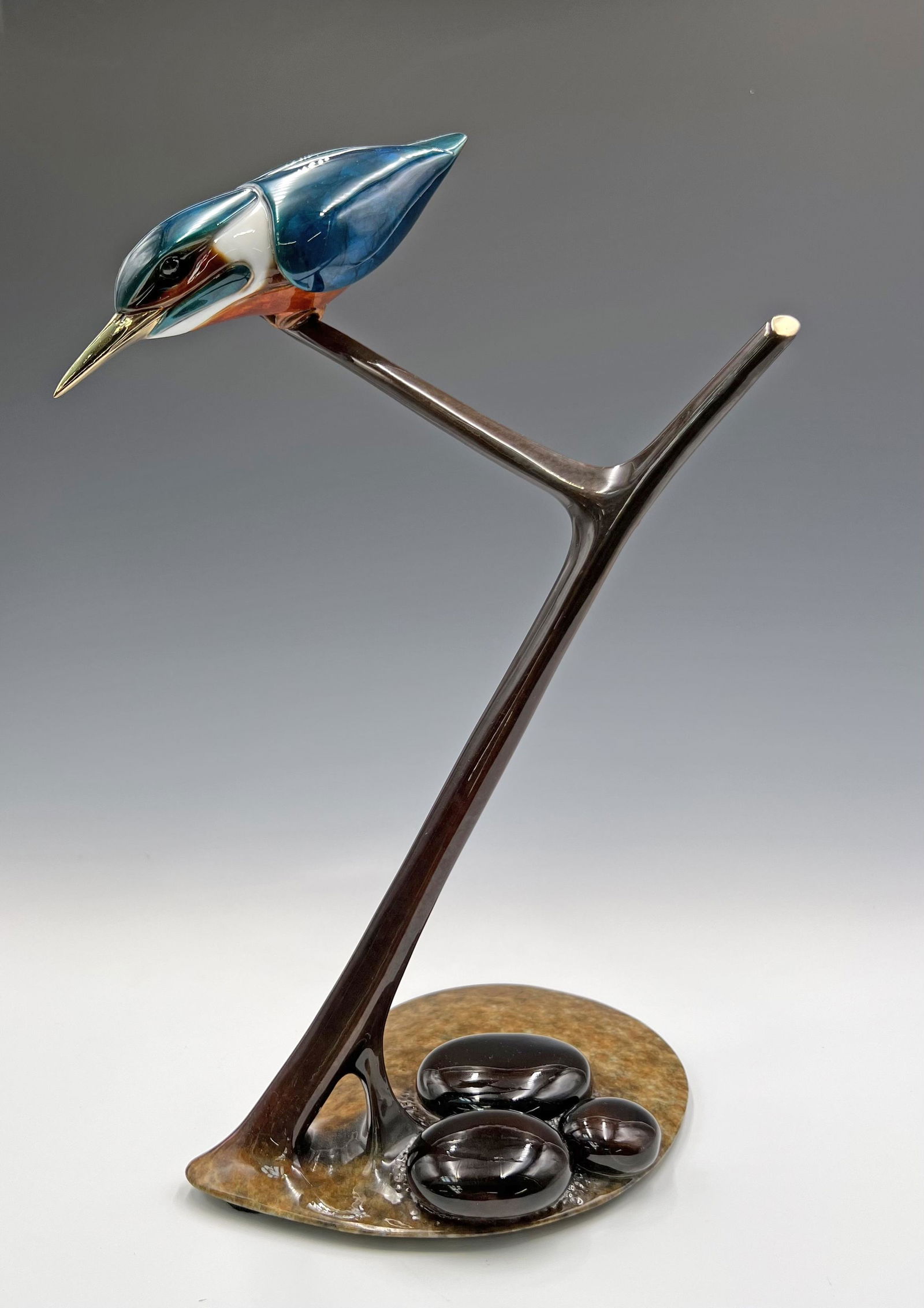 Tim Cotterill Bronze Sculpture of Kingfisher Bird. (1 of 5)