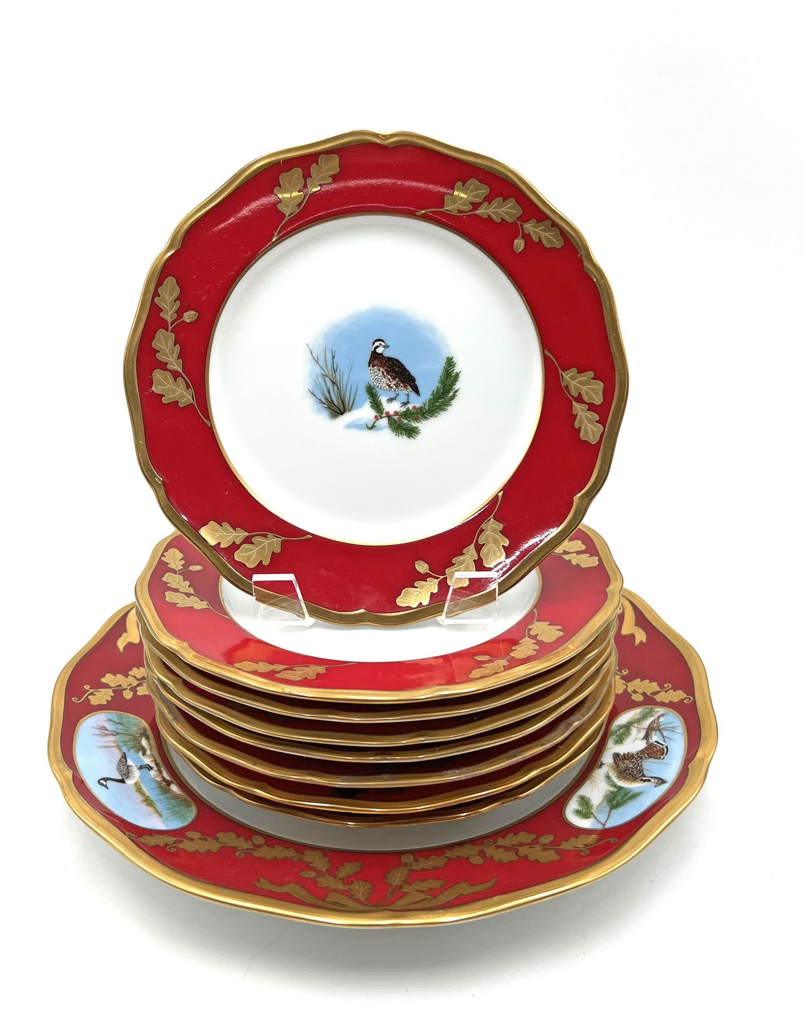 Set of Lynn Chase 24K Winter Game Birds Plates. (1 of 3)