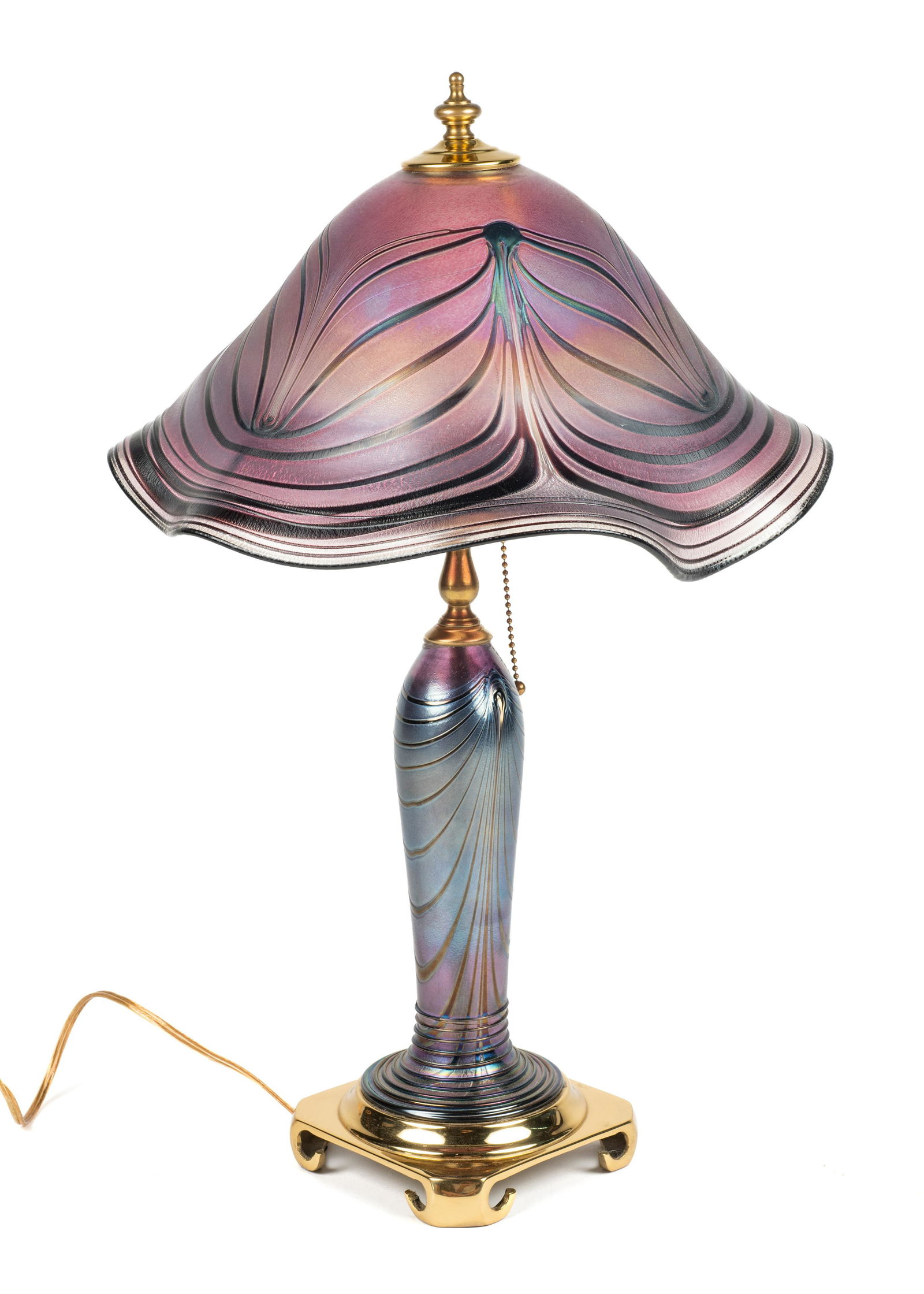 Herb Thomas Pulled Feather Iridescent Glass Lamp. (1 of 2)