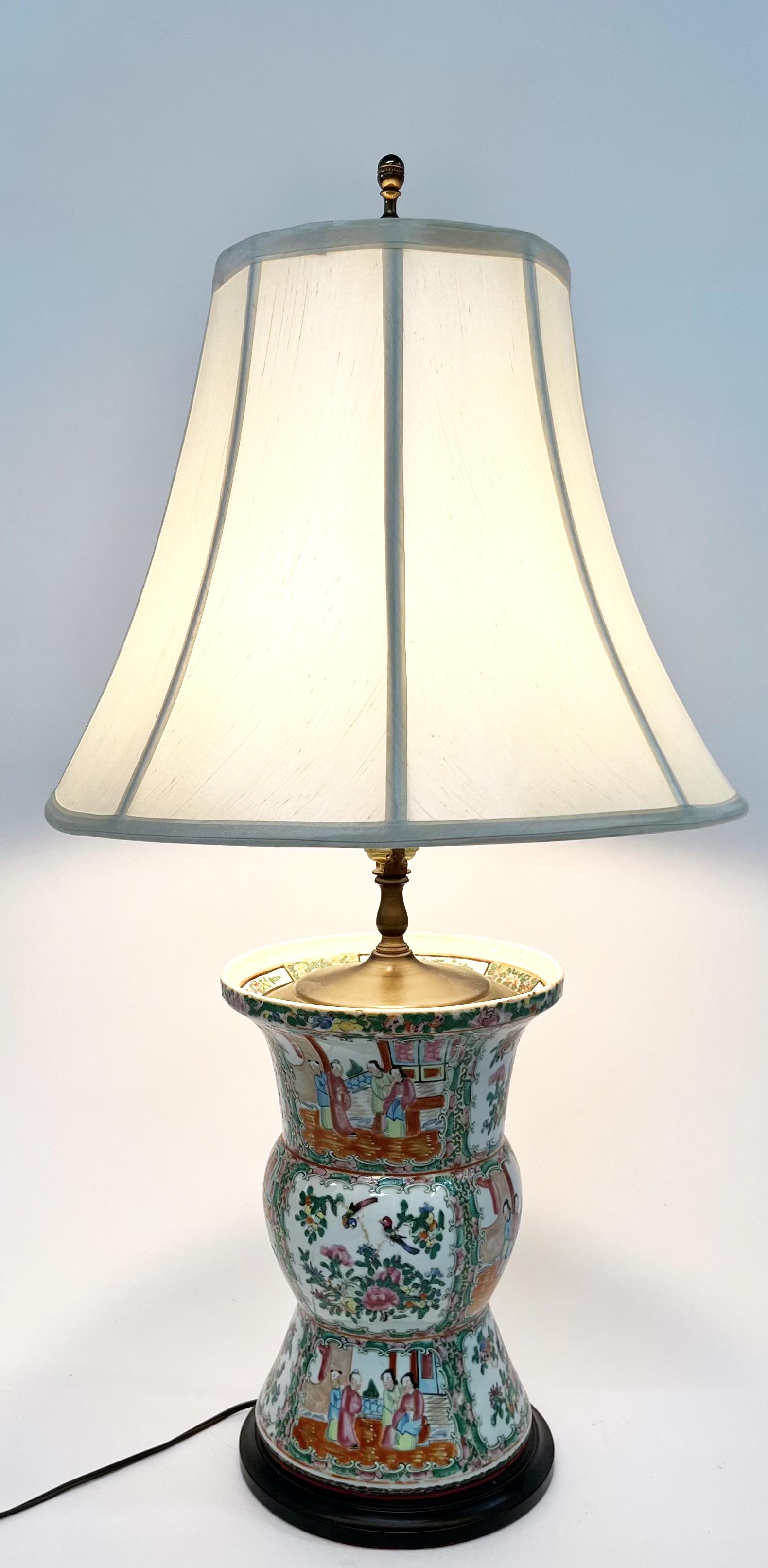Old Chinese Famille Rose Porcelain Vase Lamp. (1 of 4)