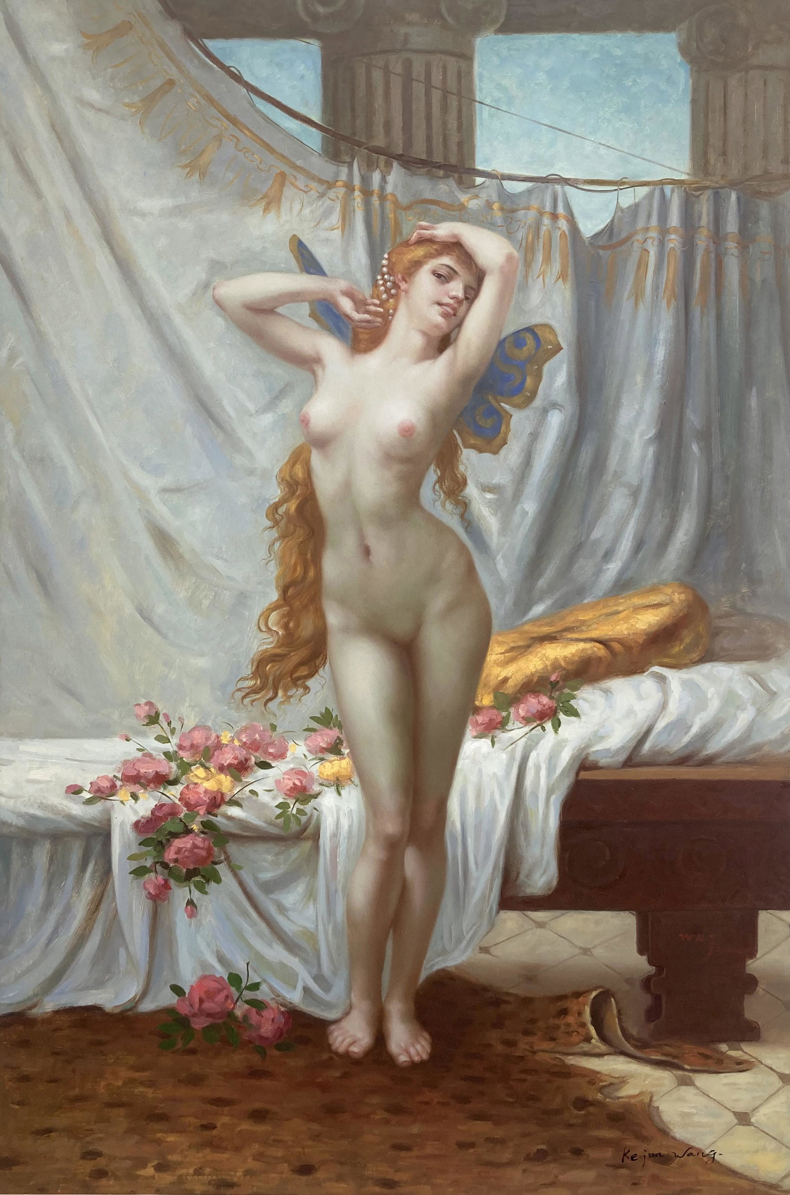 Painting of Psyche after Seignac sgd. Ke Jun Wang. (1 of 4)