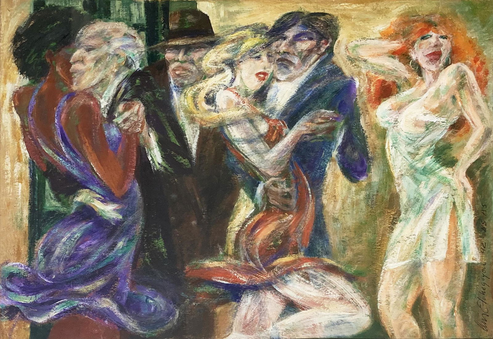 Oil Pastel of Dance Club sgd. Luis Eschegoyan. (1 of 5)