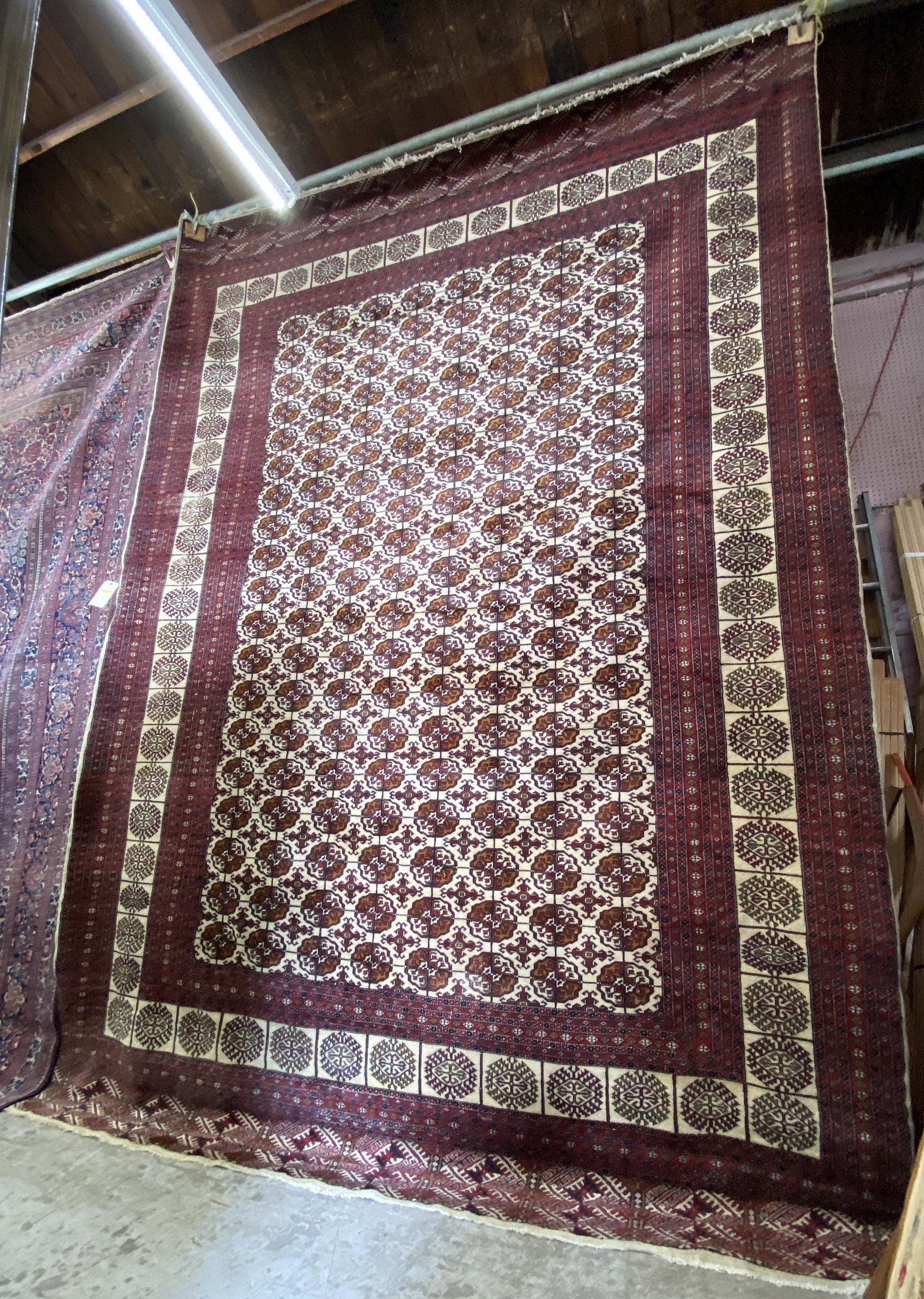 9' x 12' 7" Bokhara Rug, Red w/Ivory Field. (1 of 5)