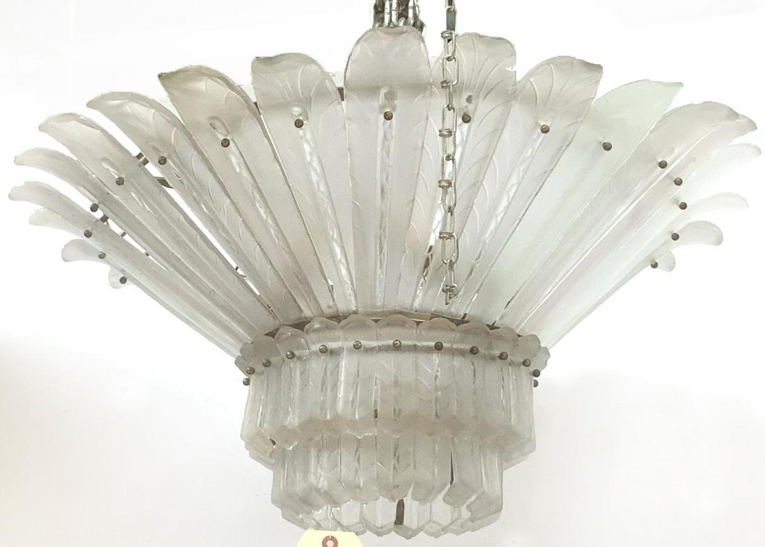 Signed Sabino France Frosted Crystal Chandelier. (1 of 6)