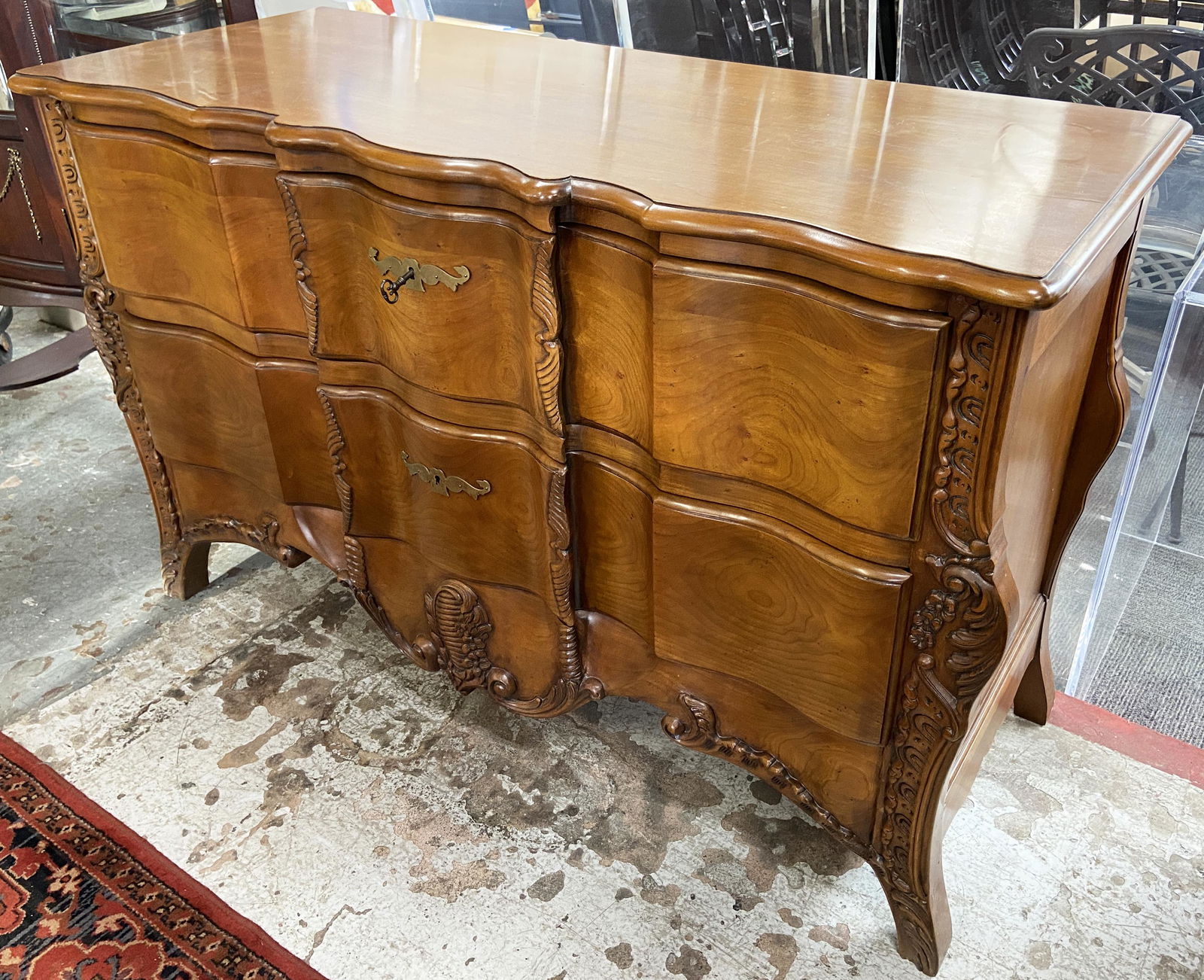 Sgd. John Widdicomb French-Style Carved Chest. (1 of 2)