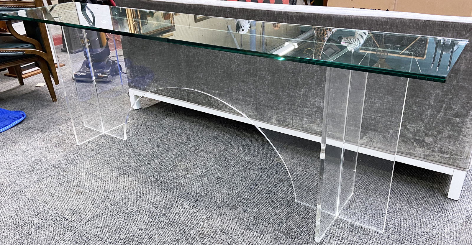 Karl Springer Mod Lucite Sofa Table with Glass Top (1 of 1)