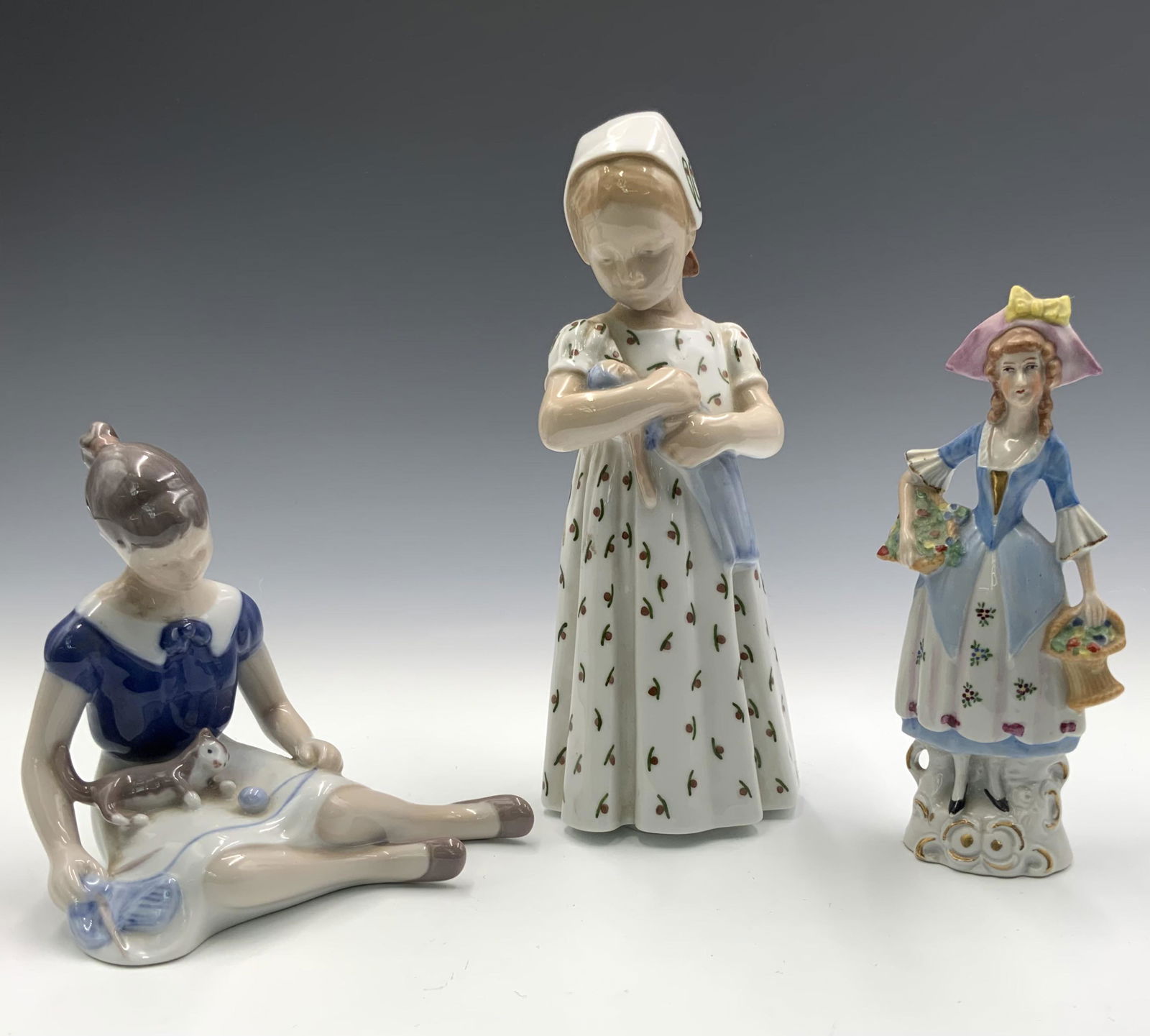 Lot of 3 Porcelain Figurines- B&G, Dresden. (1 of 2)
