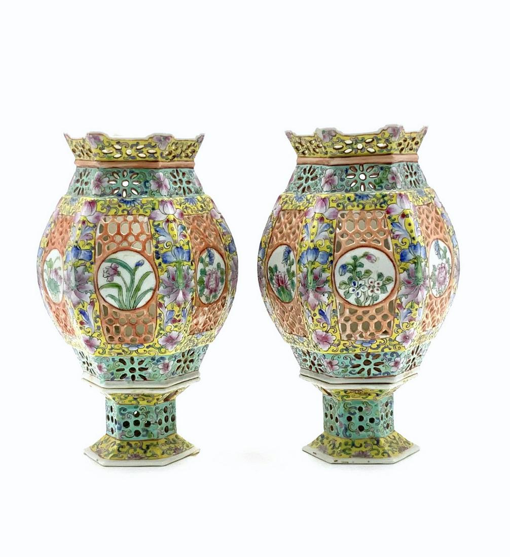 Pair of Vintage Chinese Porcelain Wedding Lanterns (1 of 3)