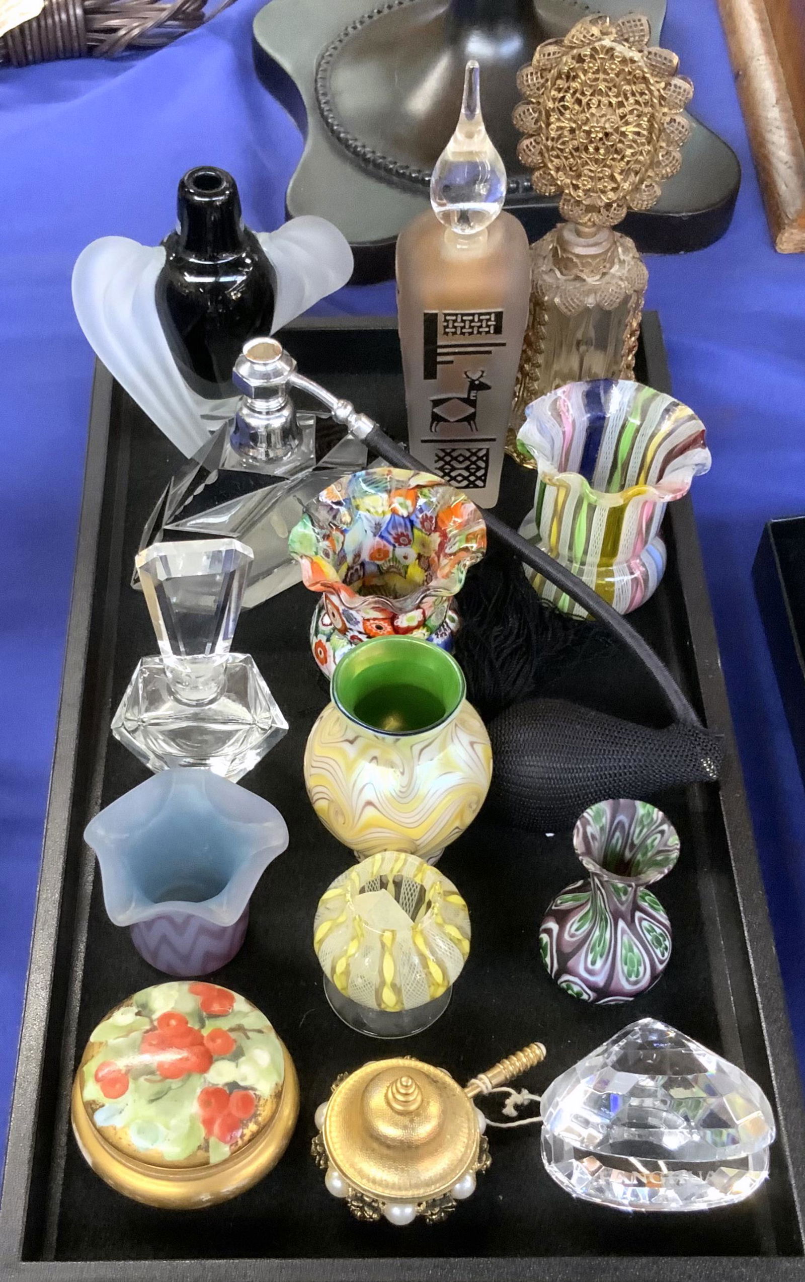 Lot: Perfume Bottles, Toothpick Holders, Vases. (1 of 1)
